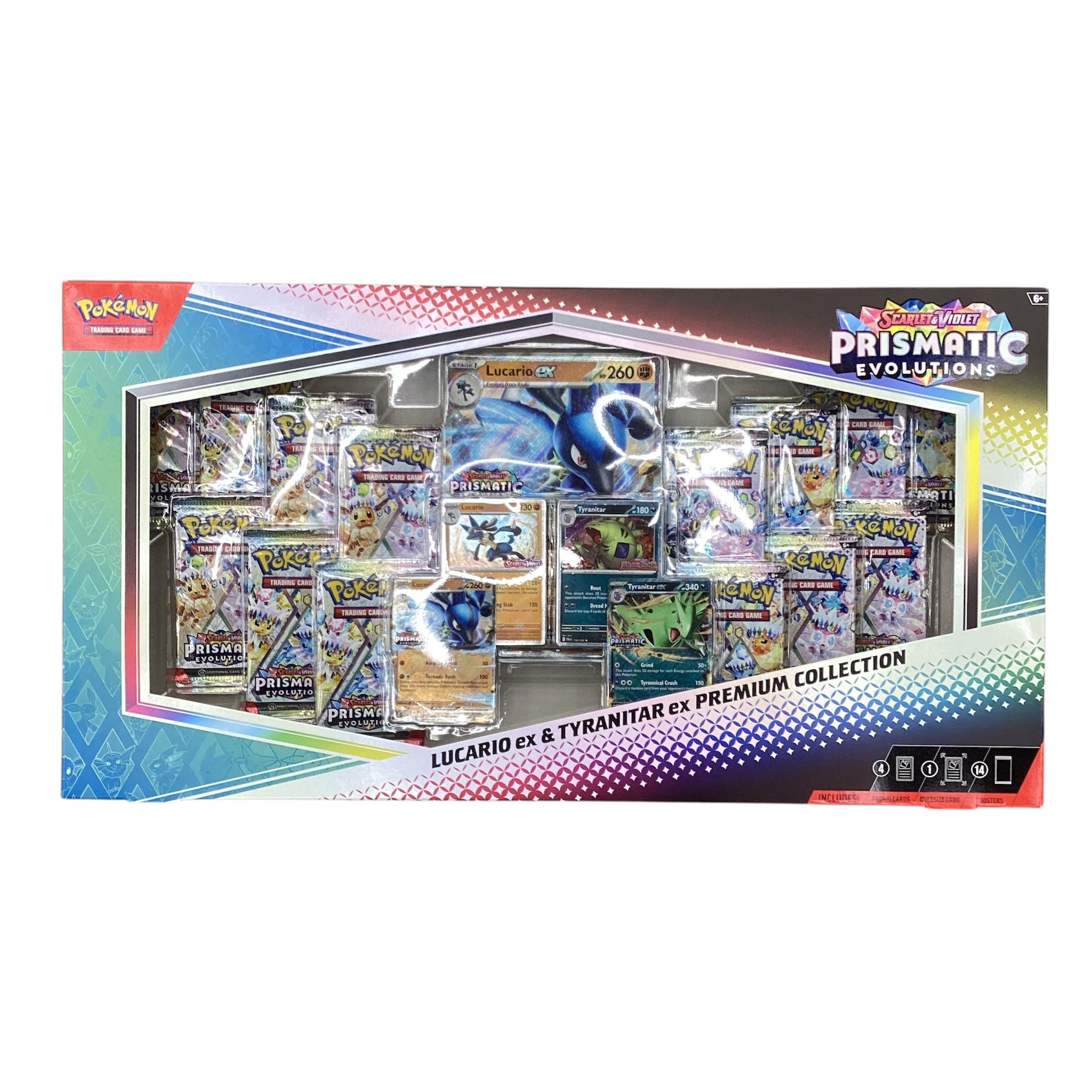 POKEMON PRISMATIC EVOLUTIONS LUCARIO & TYRANITAR PREMIUM COLLECTION BOX