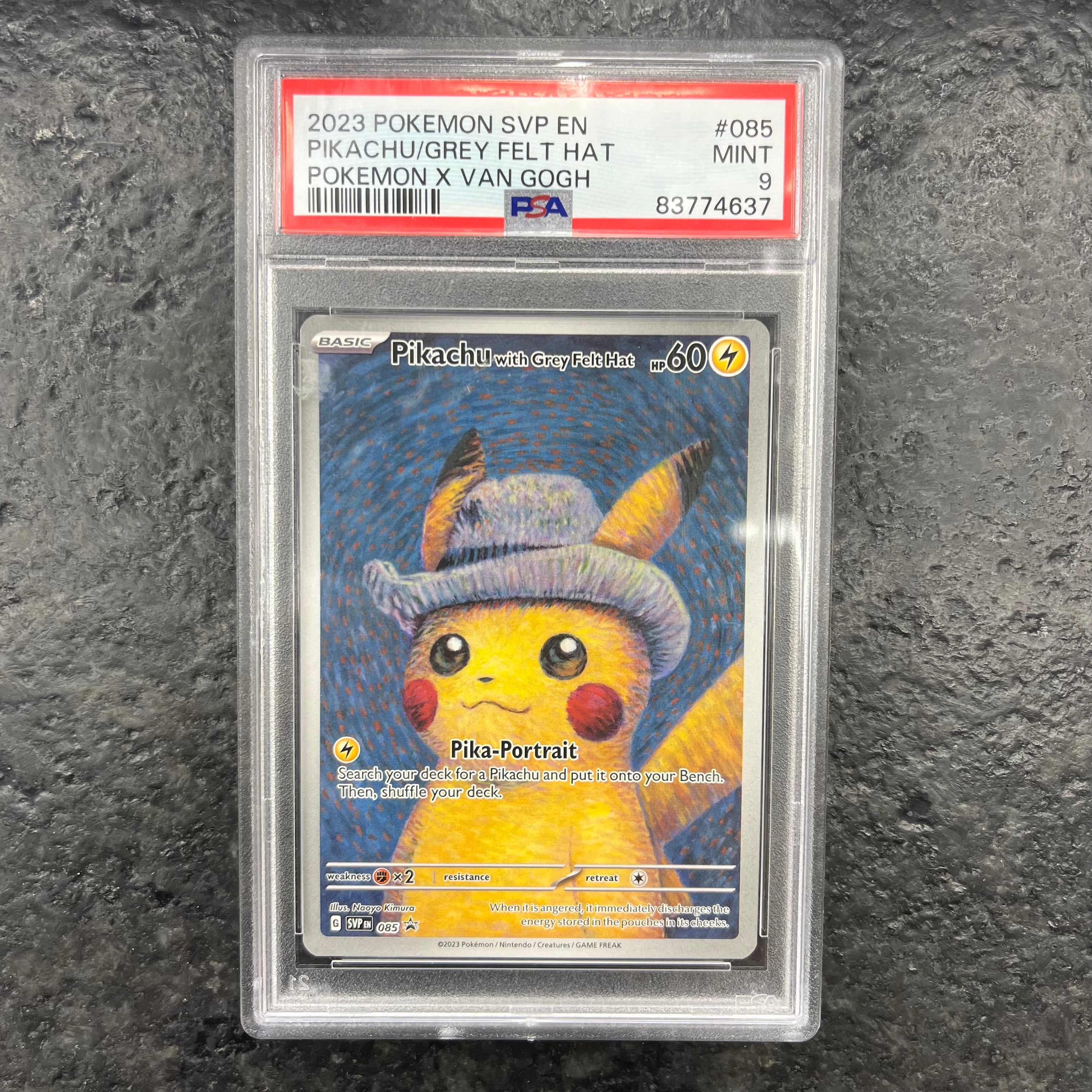 PIKACHU WITH GREY FELT HAT 085 PROMO PSA 9