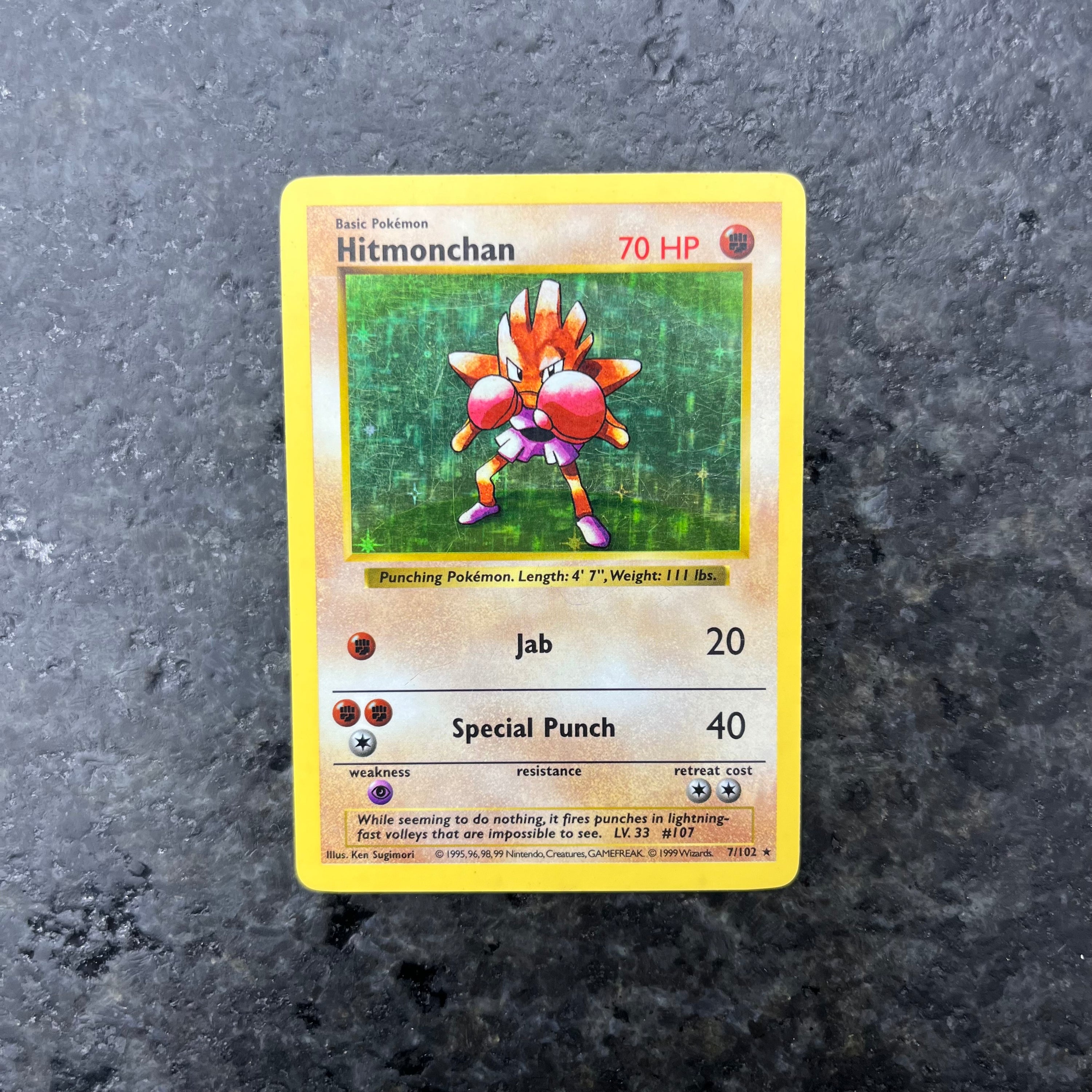 HITMONCHAN BASE SET SHADOWLESS 7/102 (LP)