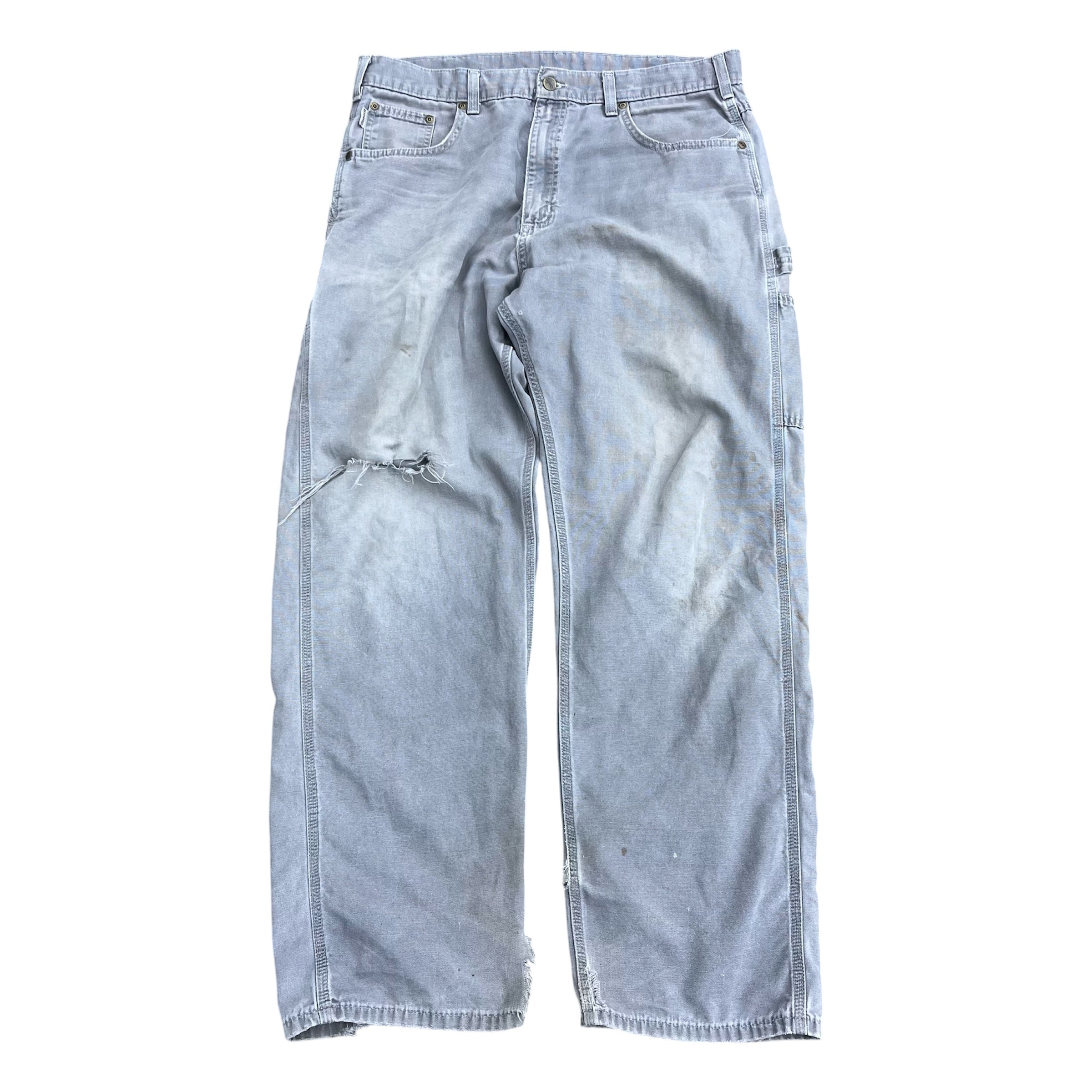 CARHARTT BAGGY DISTRESSED GREY CARPENTER DENIM