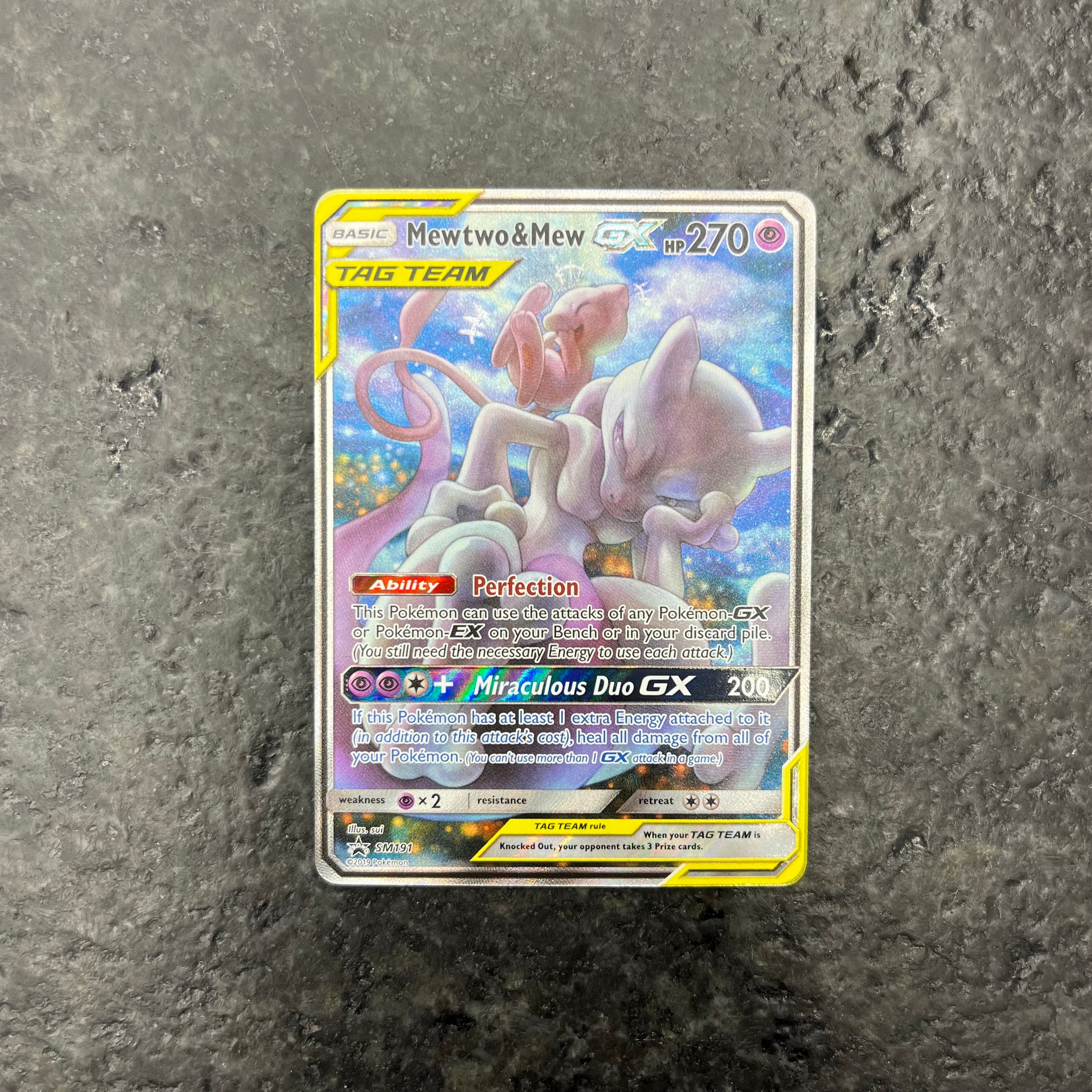 MEWTWO & MEW GX TAG TEAM ALT ART BLACK STAR PROMO SM191 (NM)