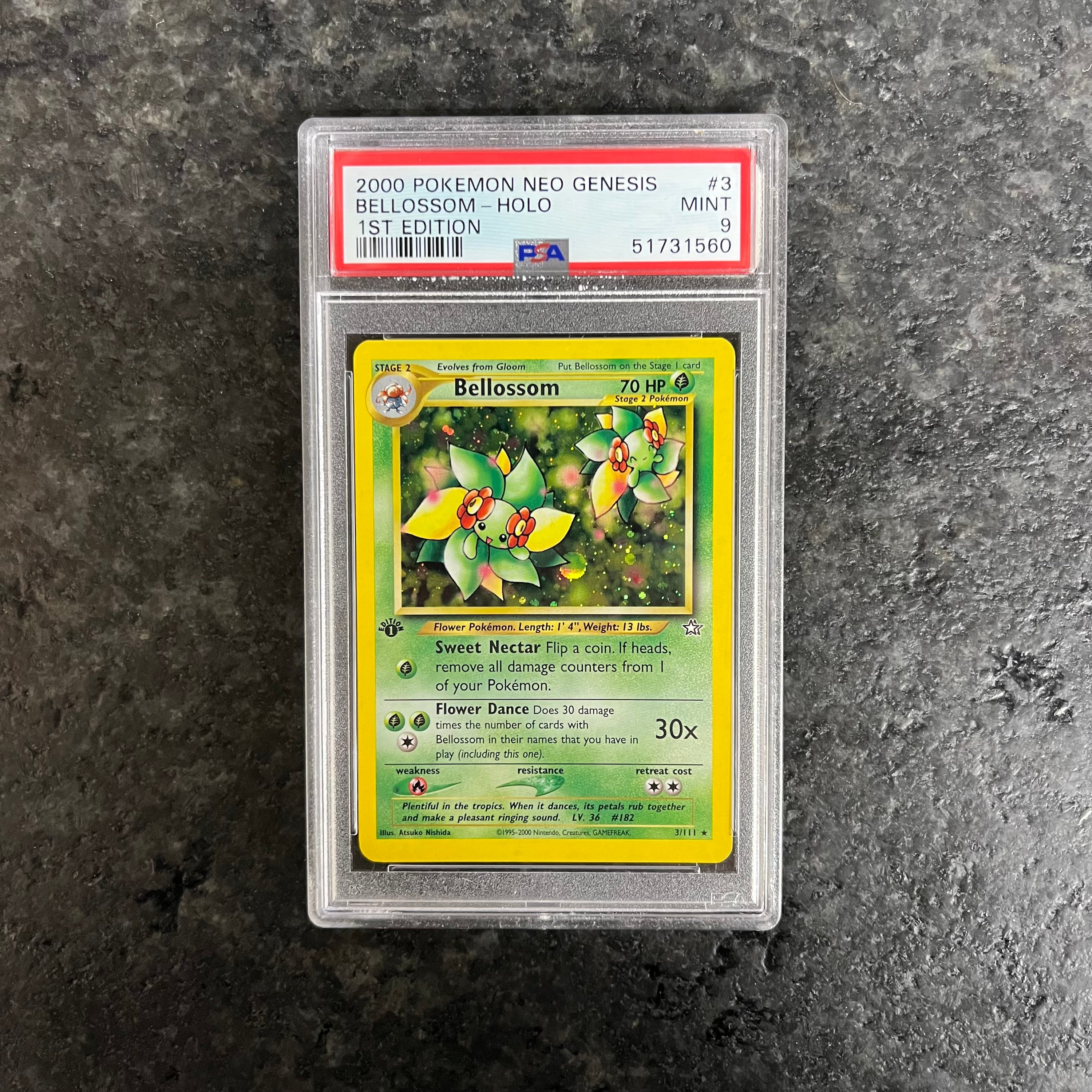 BELLOSOM NEO GENESIS 1ST EDITION HOLO 3/111 PSA 9