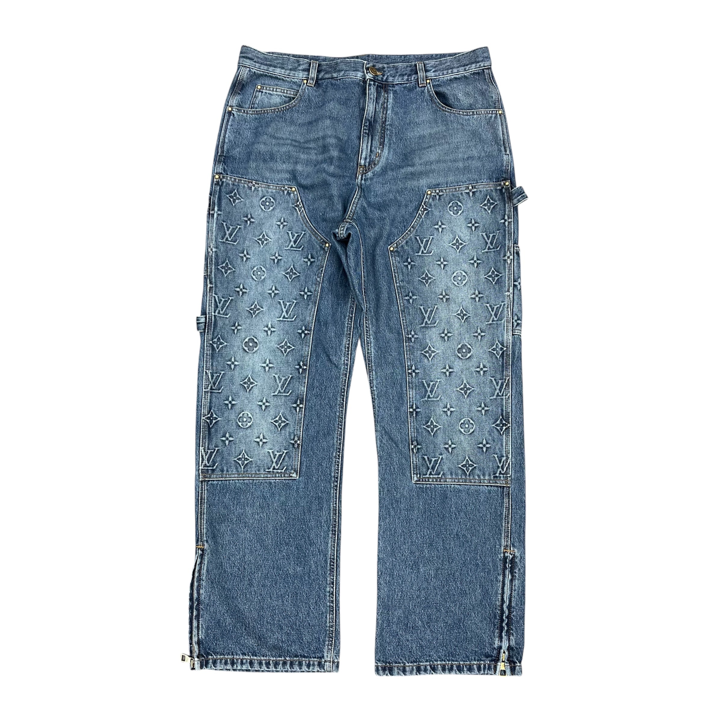 LOUIS VUITTON LOGO DOUBLE KNEE CARPENTER DENIM
