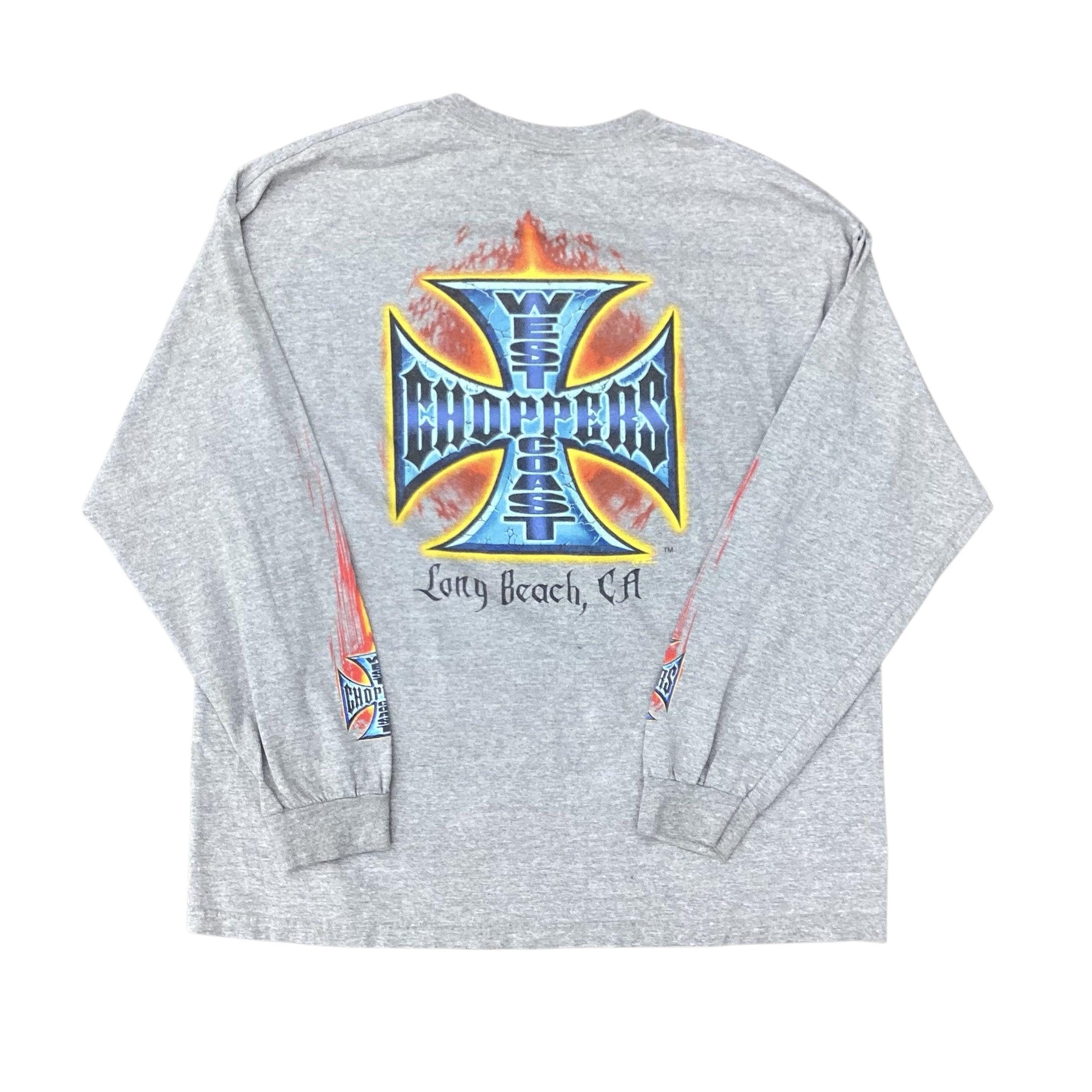 90S WEST COAST CHOPPERS FLAME LOGO LONGSLEEVE - GREY