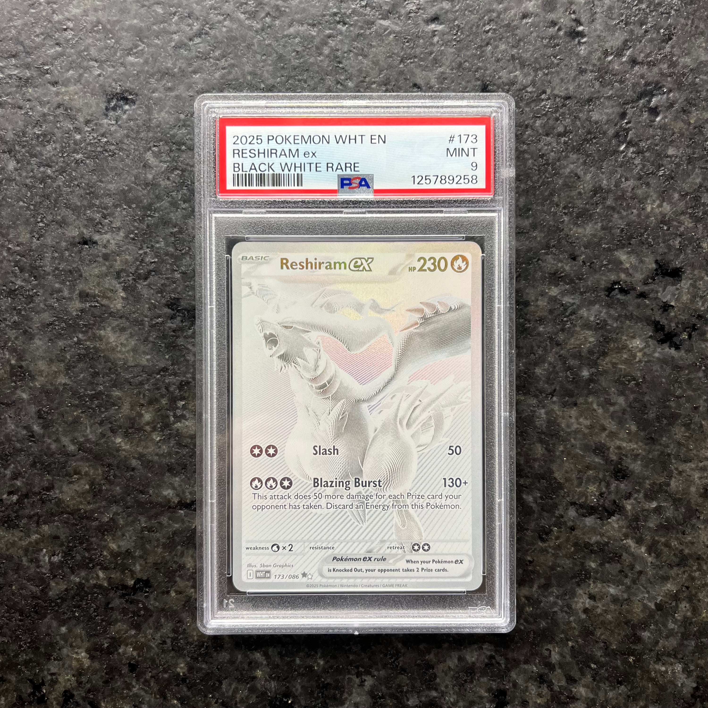 RESHIRAM EX WHITE FLARE MONOCHROME RARE 173/086 PSA 9