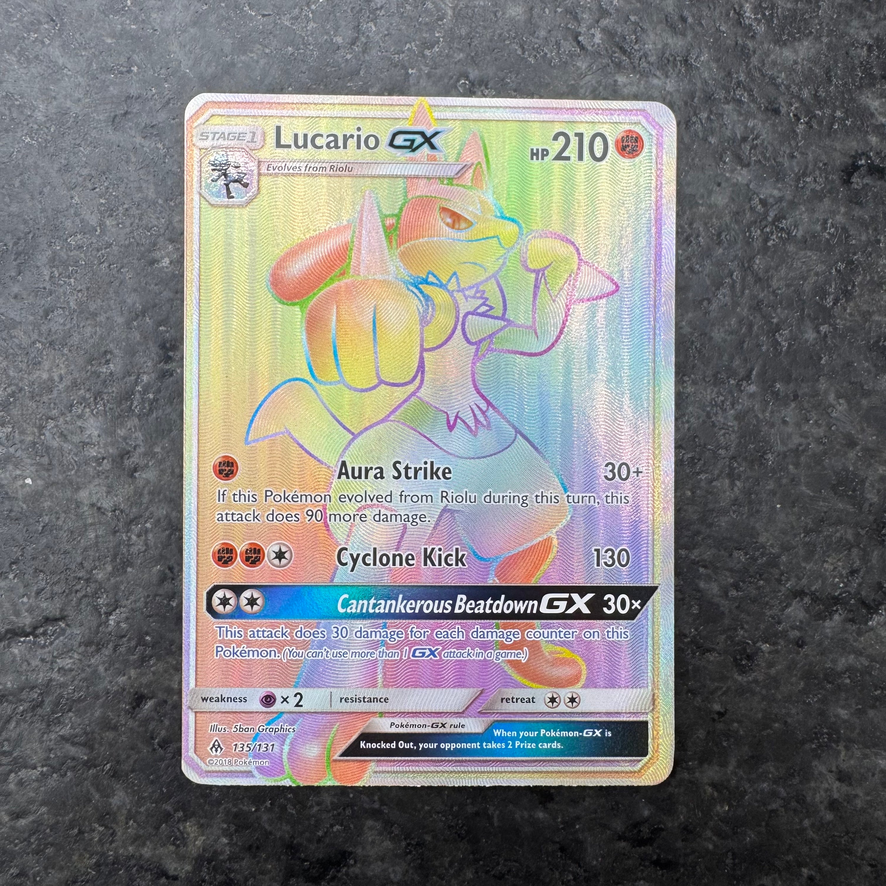 LUCARIO GX RAINBOW RARE 135/131 (VLP)