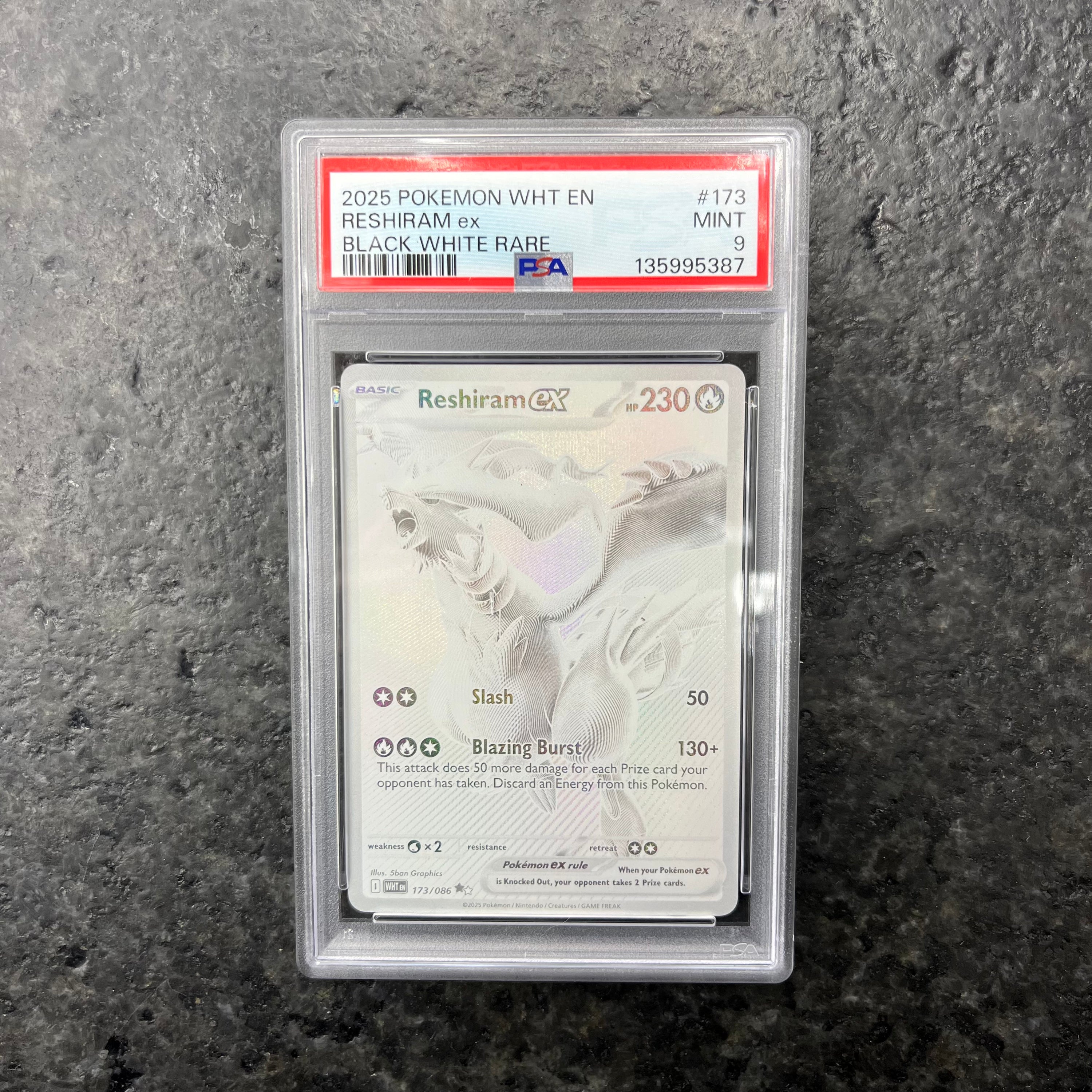 RESHIRAM EX BLACK WHITE MONOCHROME SIR 173/086 PSA 9