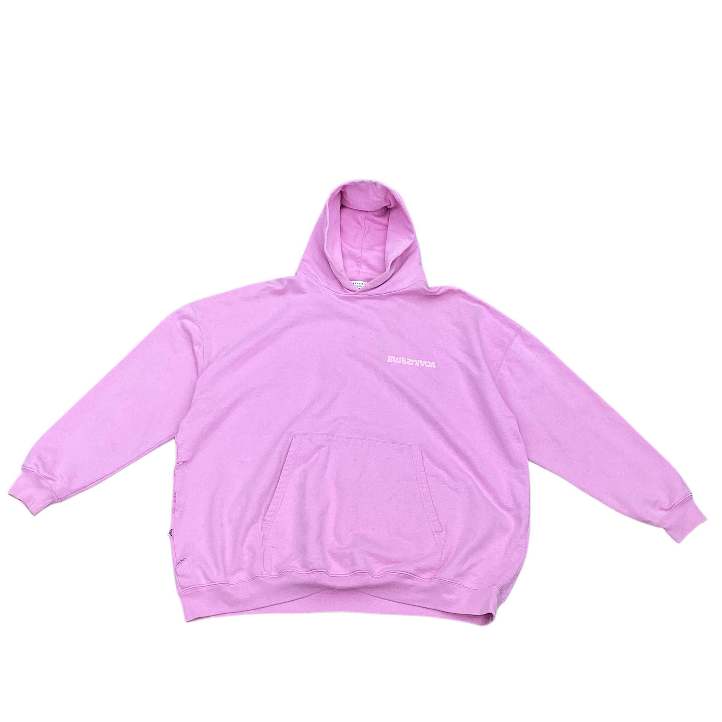 BALENCIAGA OVERSIZED DISTRESSED LOGO HOODIE