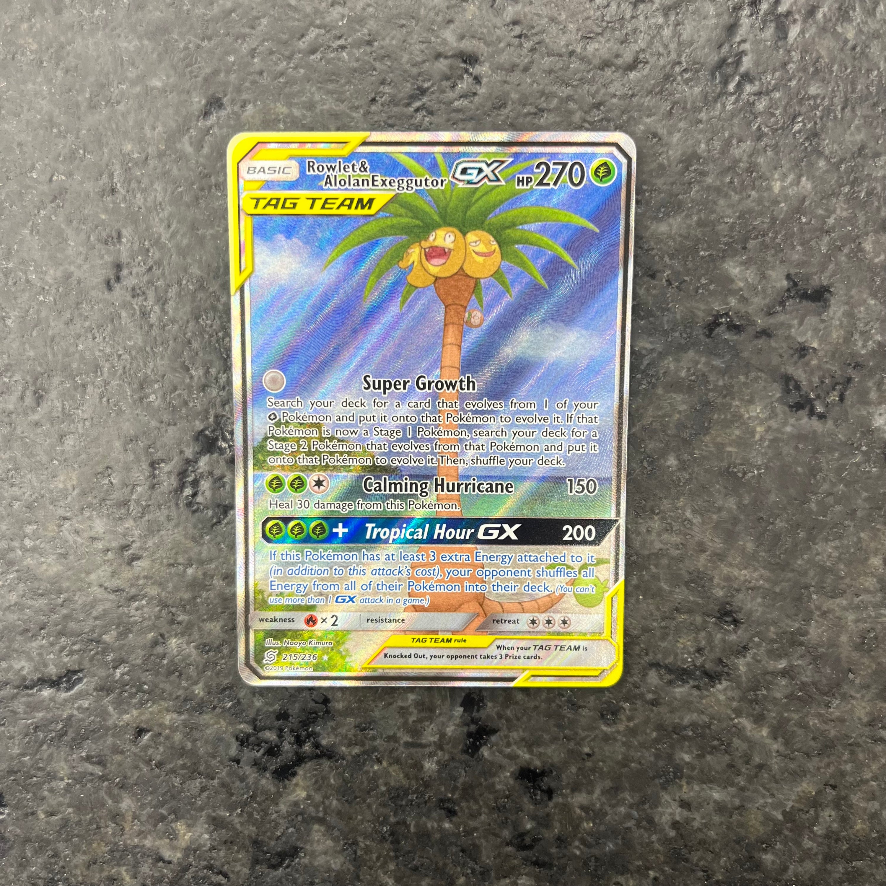 ROWLET & ALOLAN EXEGGUTOR GX ALT ART TAG TEAM 215/236 (NM)