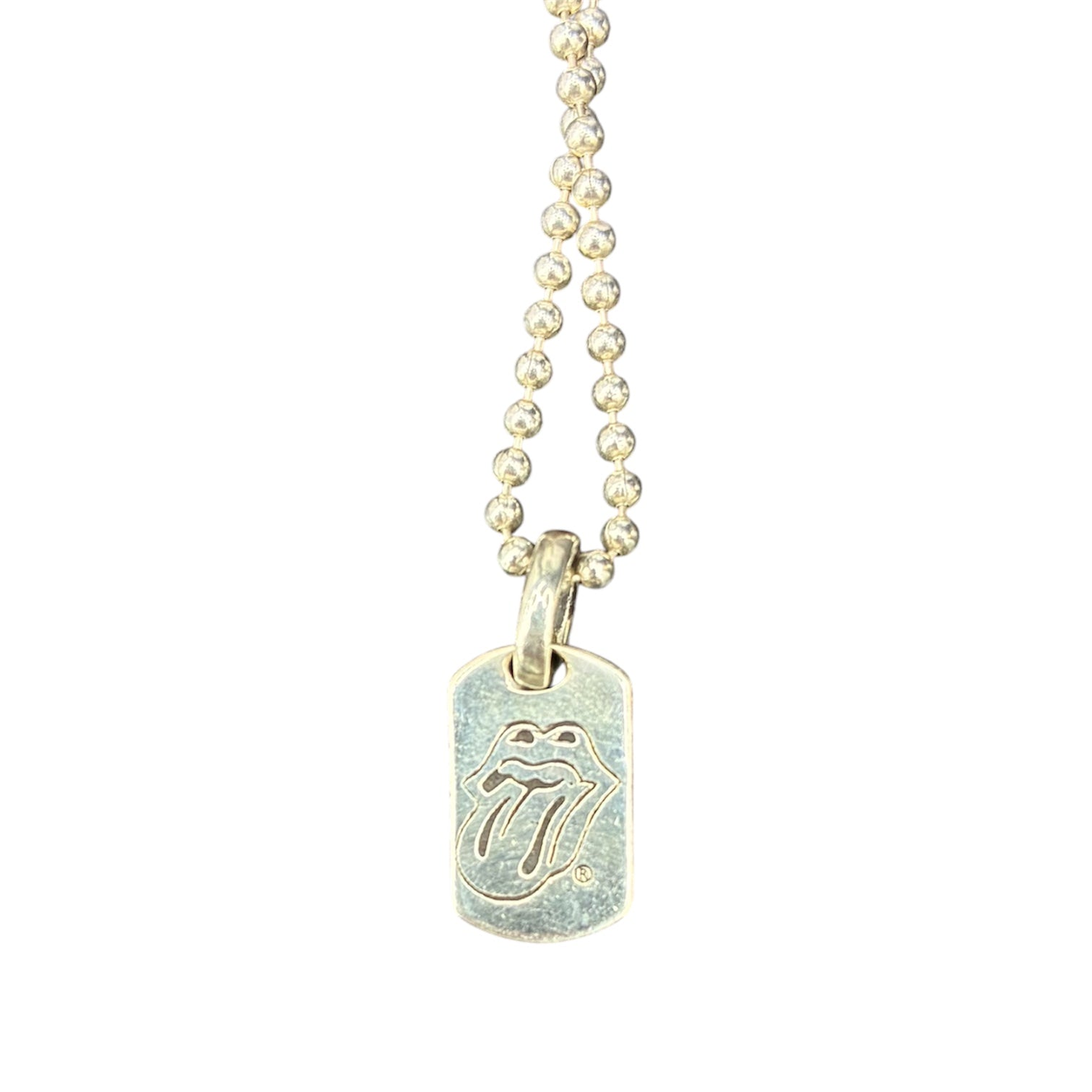 CHROME HEARTS BABY FAT DOG TAG ROLLING STONES PENDANT