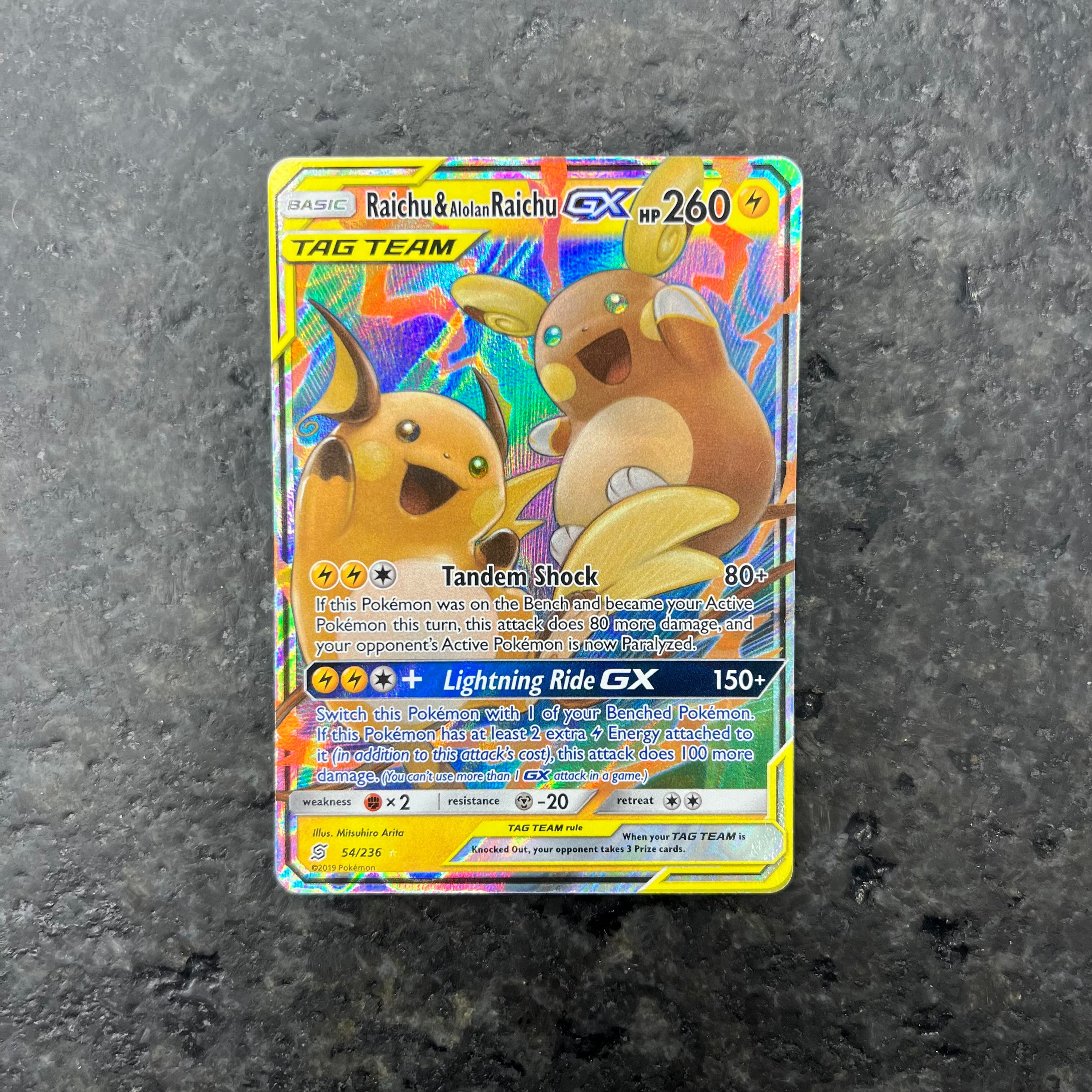 RAICHU & ALOLAN RAICHU GX TAG TEAM 54/236 (NM)