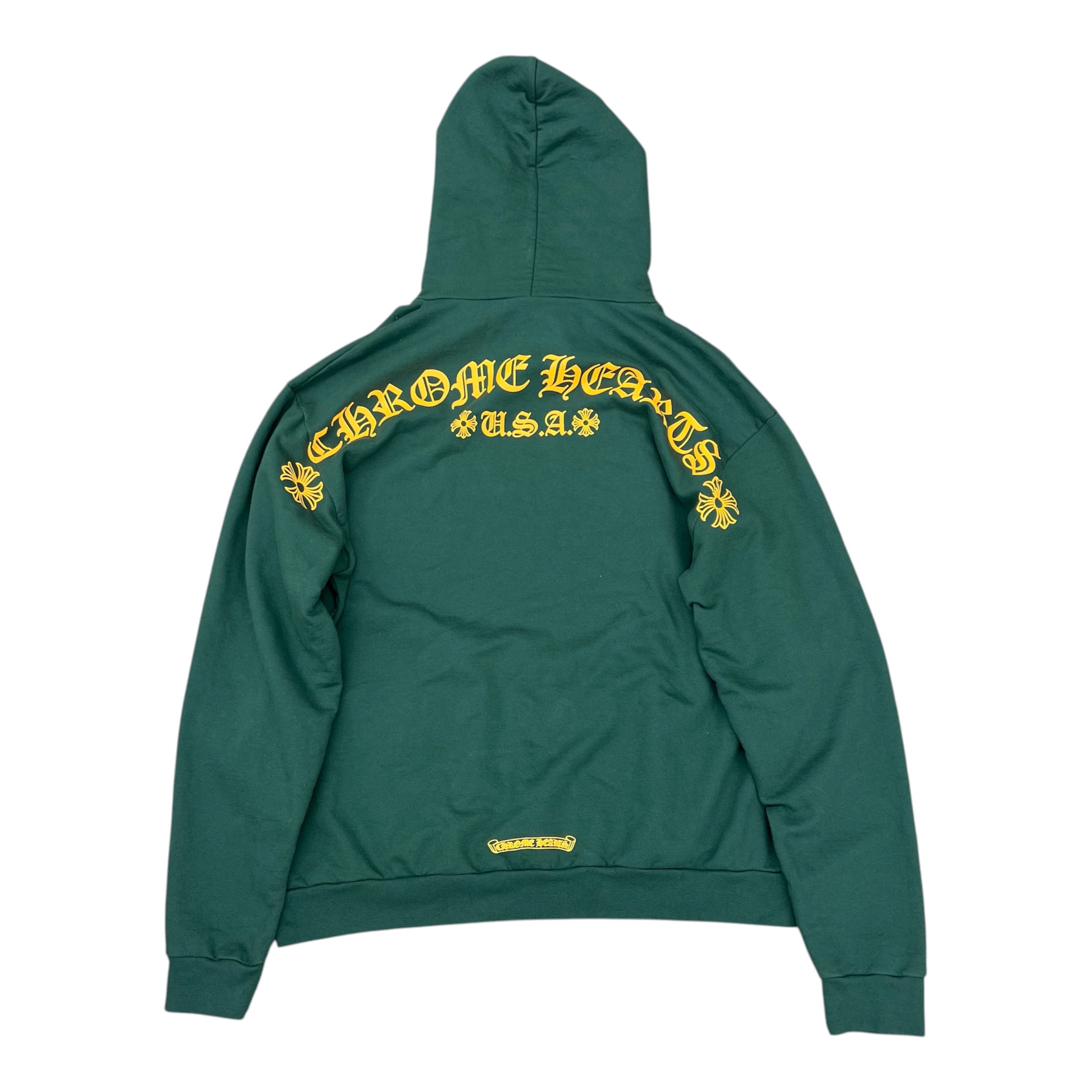 CHROME HEARTS GREEN T BAR LOGO HOODIE