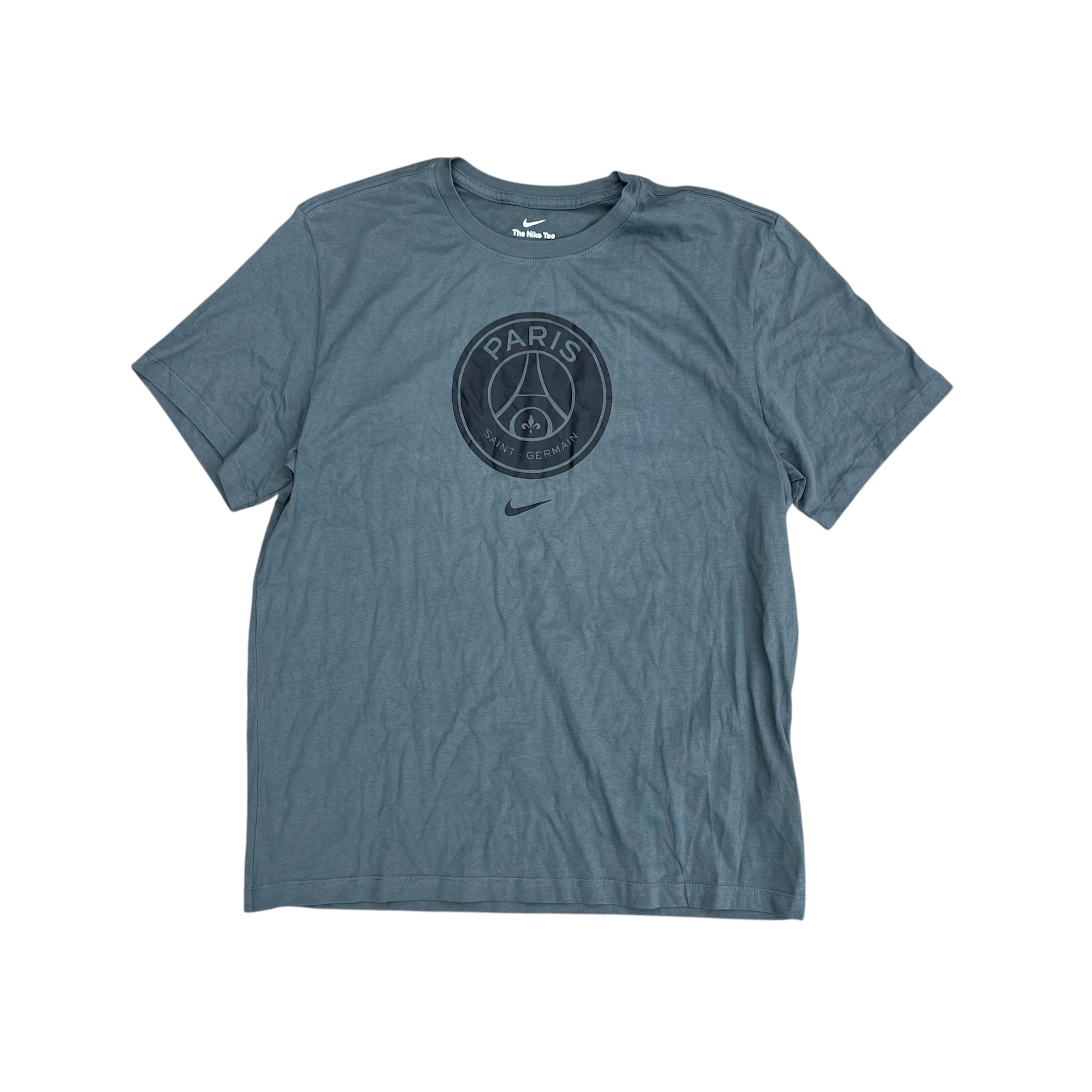 NIKE PARIS SAINT GERMAIN GREY LOGO TEE