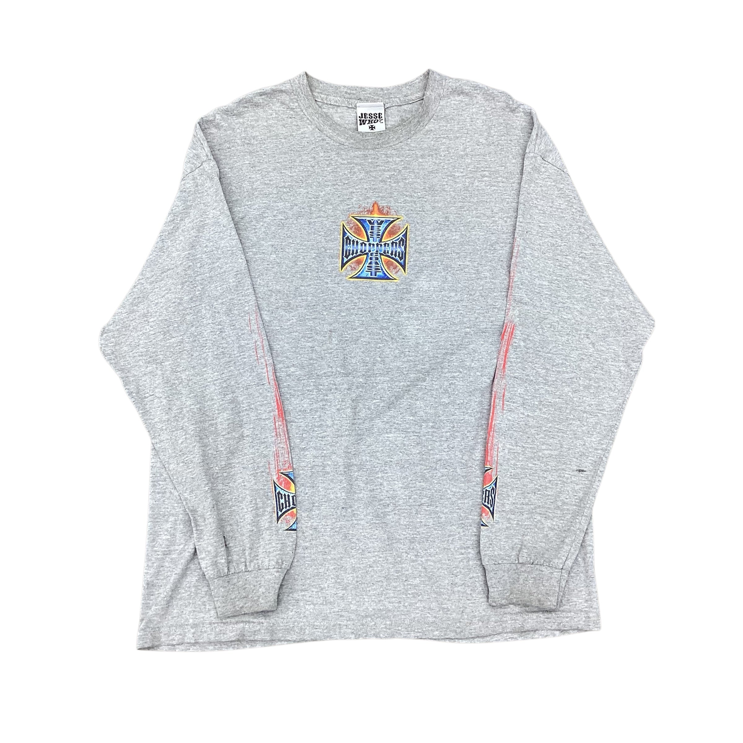 90S WEST COAST CHOPPERS FLAME LOGO LONGSLEEVE - GREY