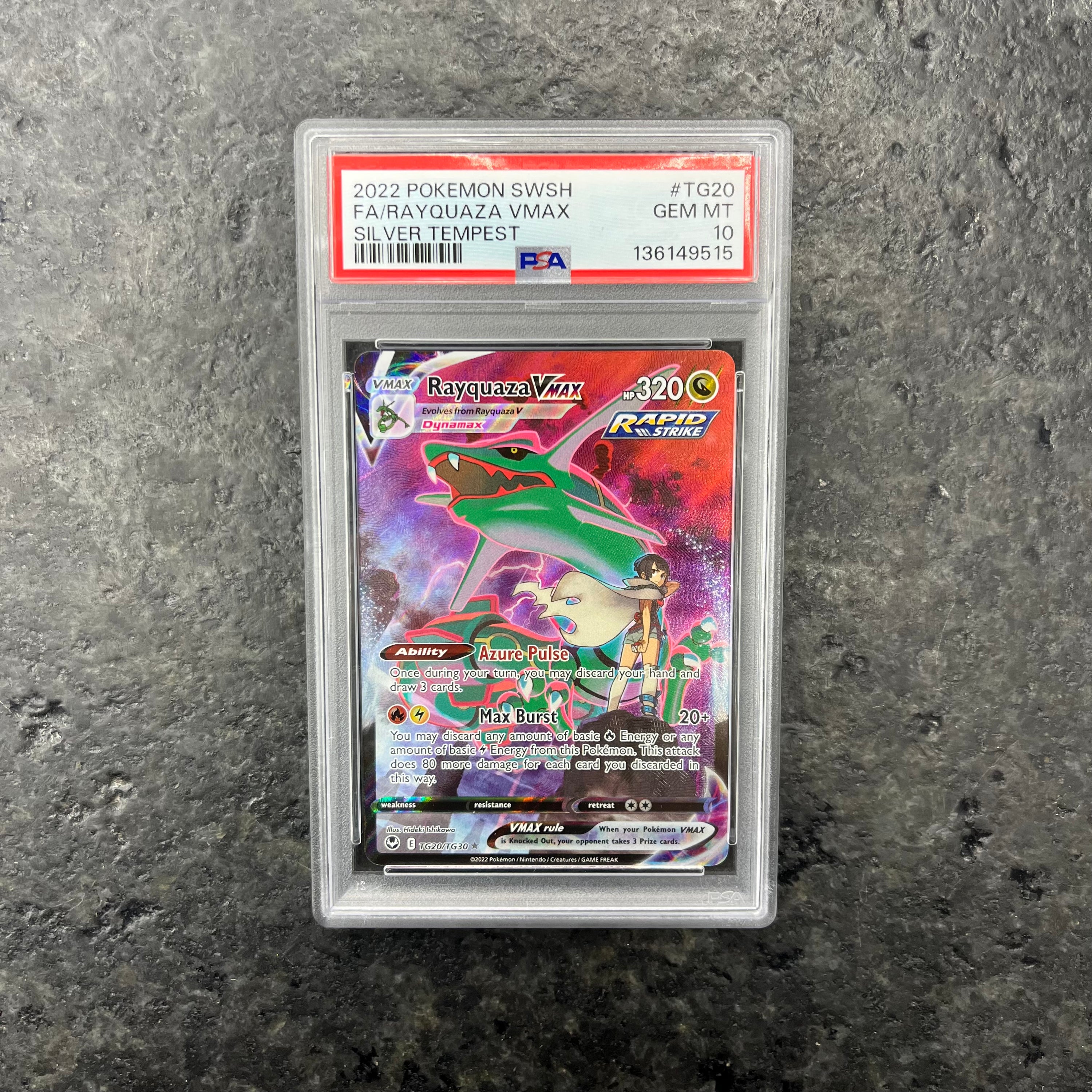 RAYQUAZA VMAX SILVER TEMPEST ALT ART TG20/TG30 PSA 10