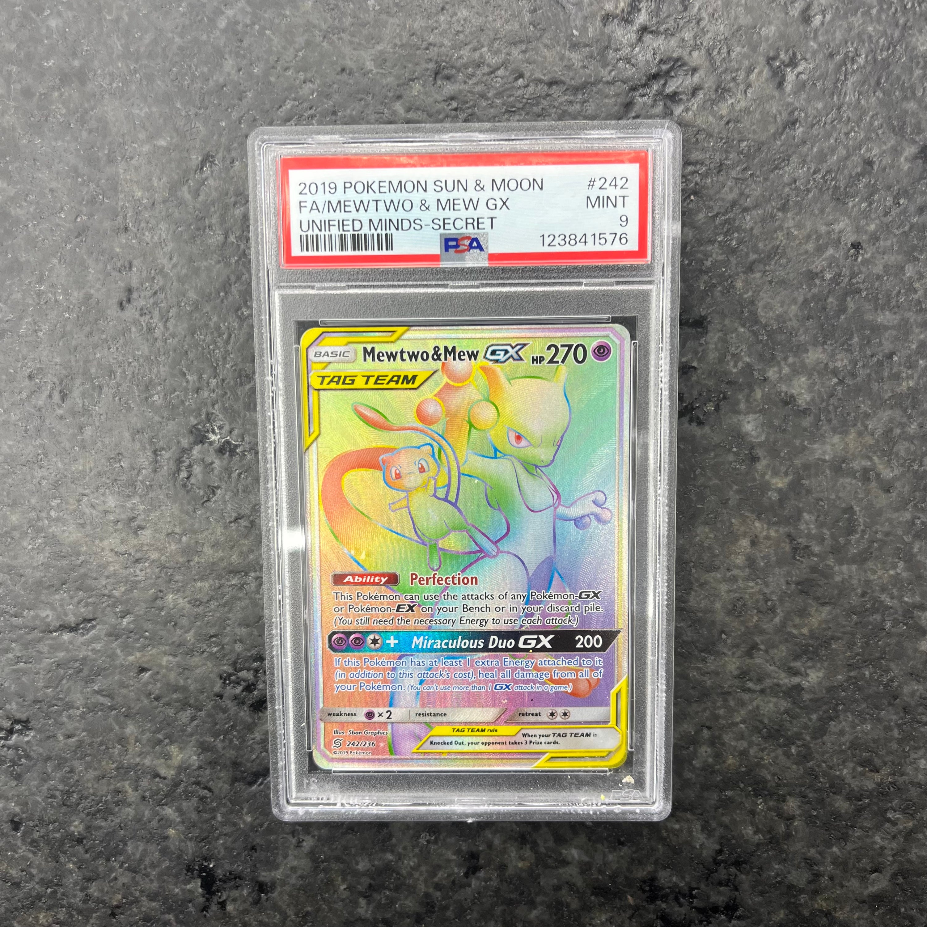 MEWTWO & MEW GX TAG TEAM 242/236 PSA 9