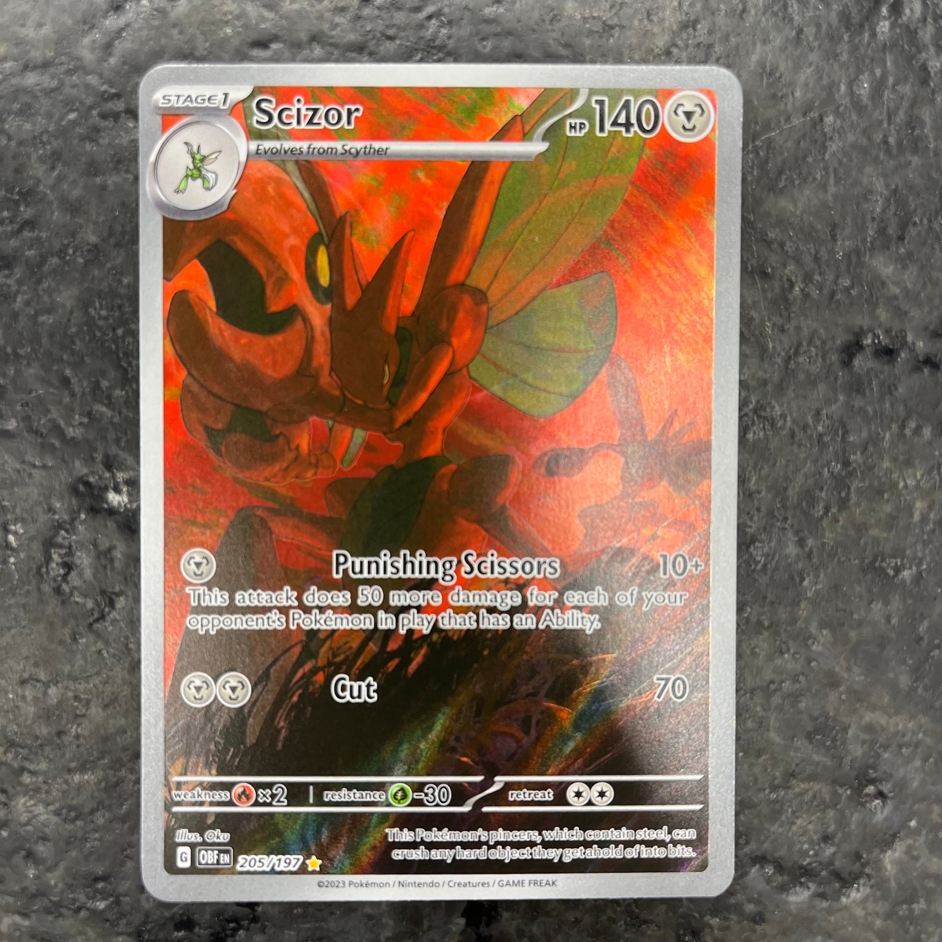 SCIZOR FULL ART OBSIDIAN FLAMES SIR 205/197 VLP