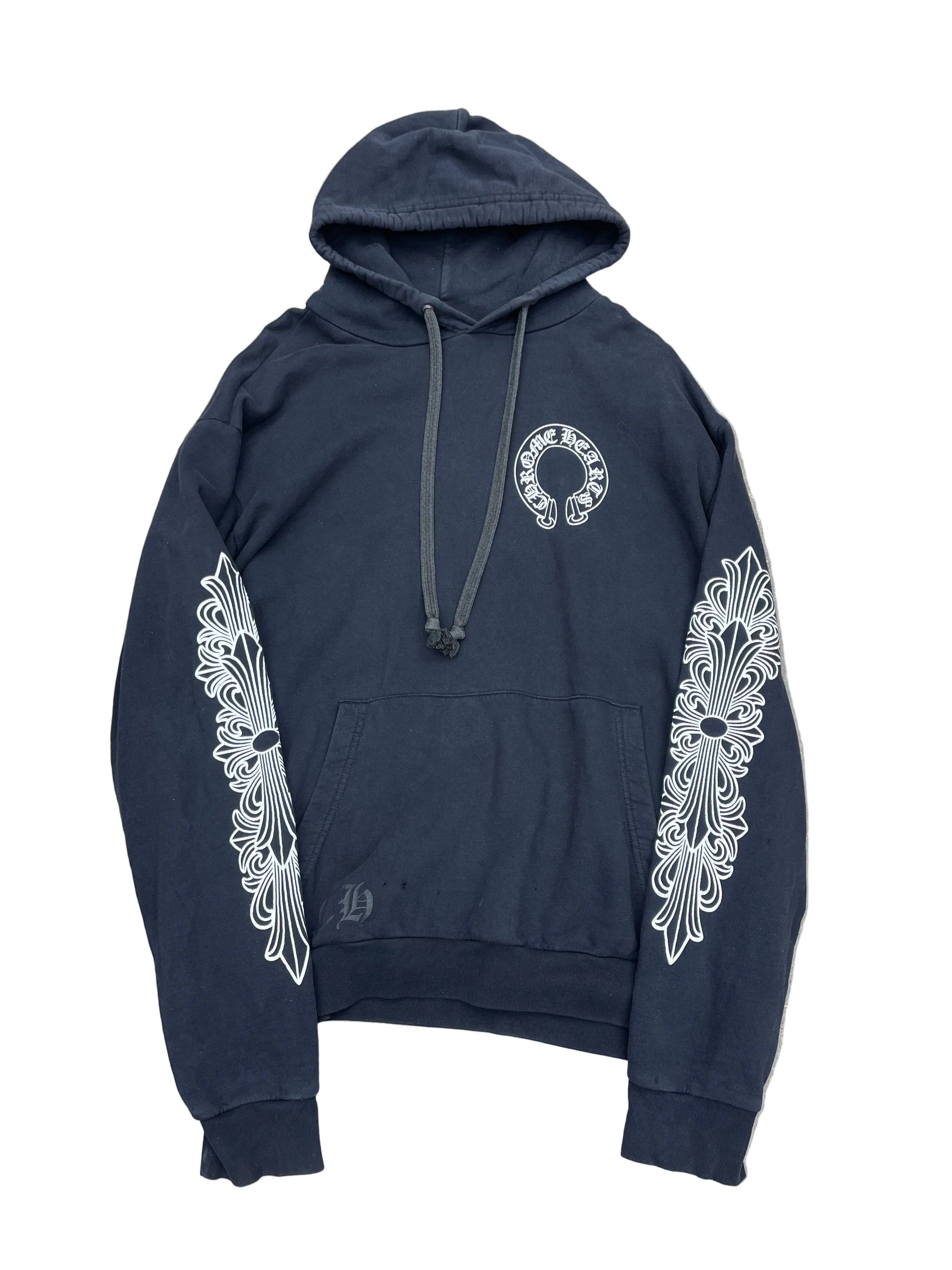 VINTAGE CHROME HEARTS FLORAL HORSESHOE LOGO HOODIE