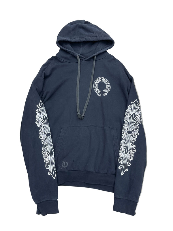 VINTAGE CHROME HEARTS FLORAL HORSESHOE LOGO HOODIE