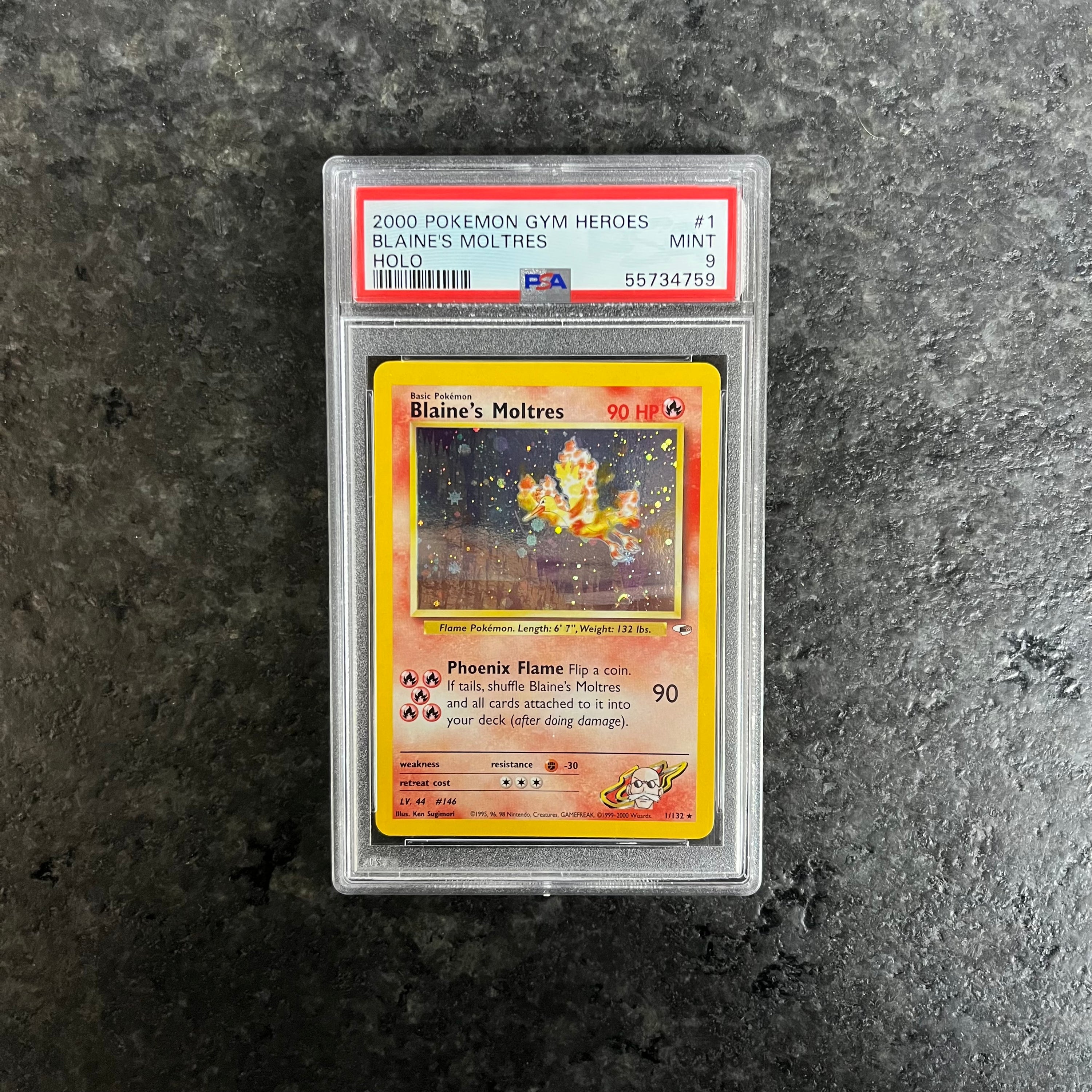 BLAINE’S MOLTRES GYM HEROES HOLO 1/132 PSA9