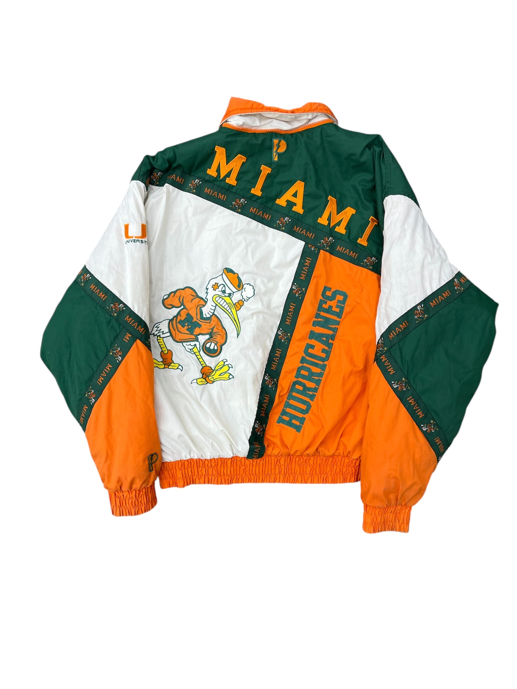 VINTAGE 90s MIAMI HURRICANES PRO PLAYER PUFFER JACKET