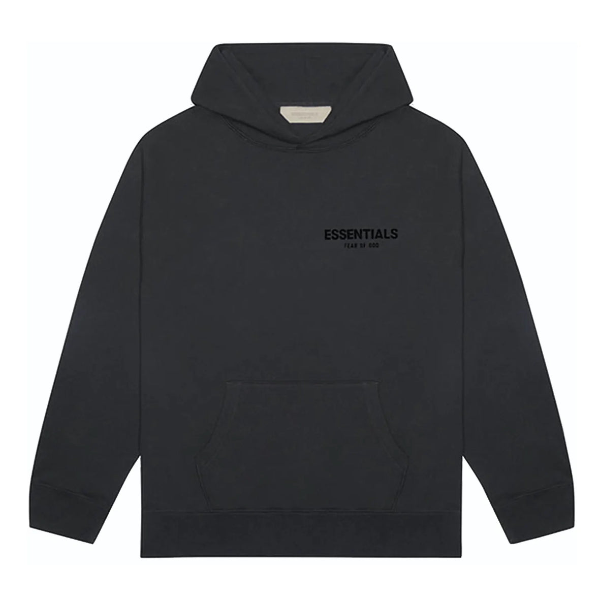 FEAR OF GOD ESSENTIALS PULLOVER CHEST LOGO HOODIE - BLACK