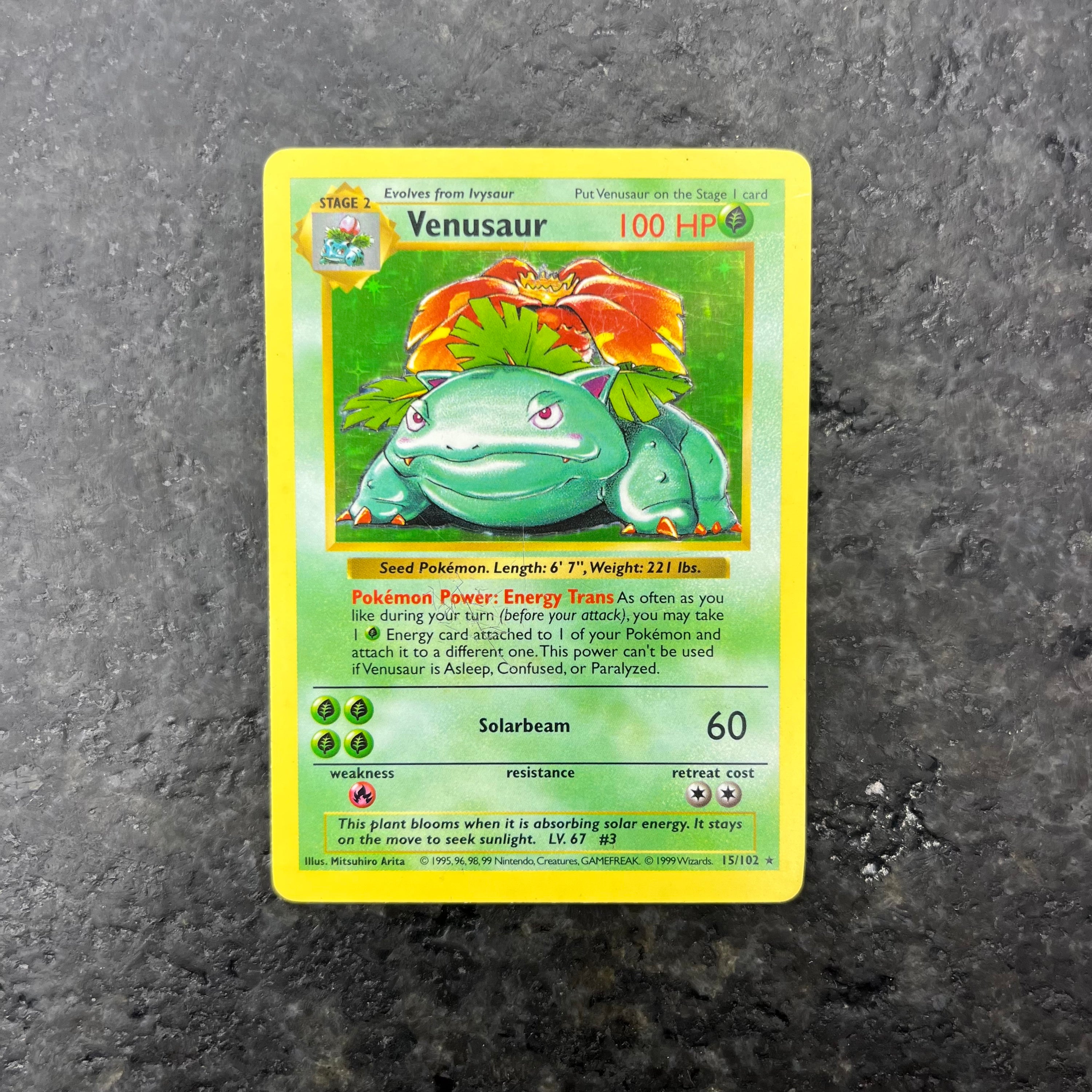 VENUSAUR SHADOWLESS BASE SET 15/102 (LP/DMG)