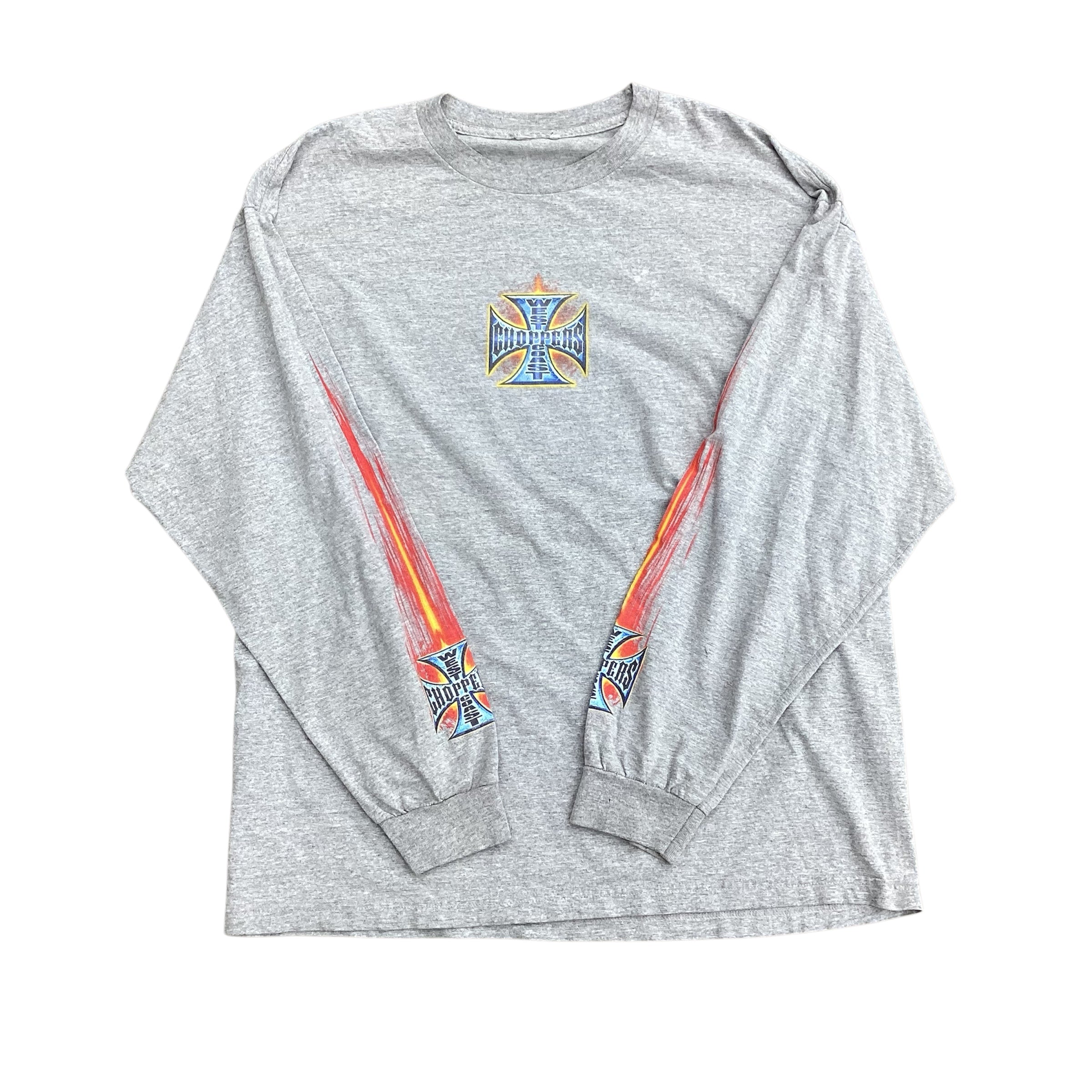 90S WEST COAST CHOPPERS FLAME LOGO LONGSLEEVE - GREY