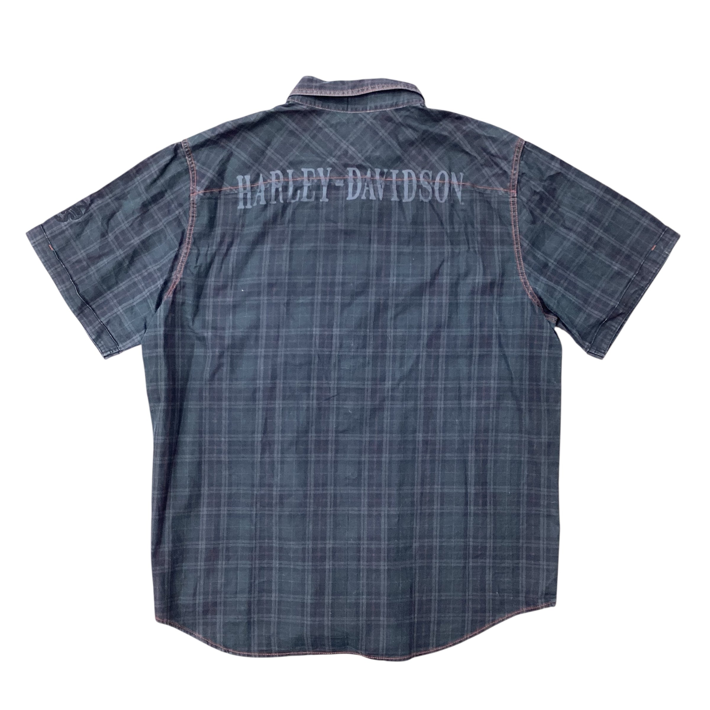 HARLEY DAVIDSON FLANNEL BUTTON UP WORKER SHIRT BLACK