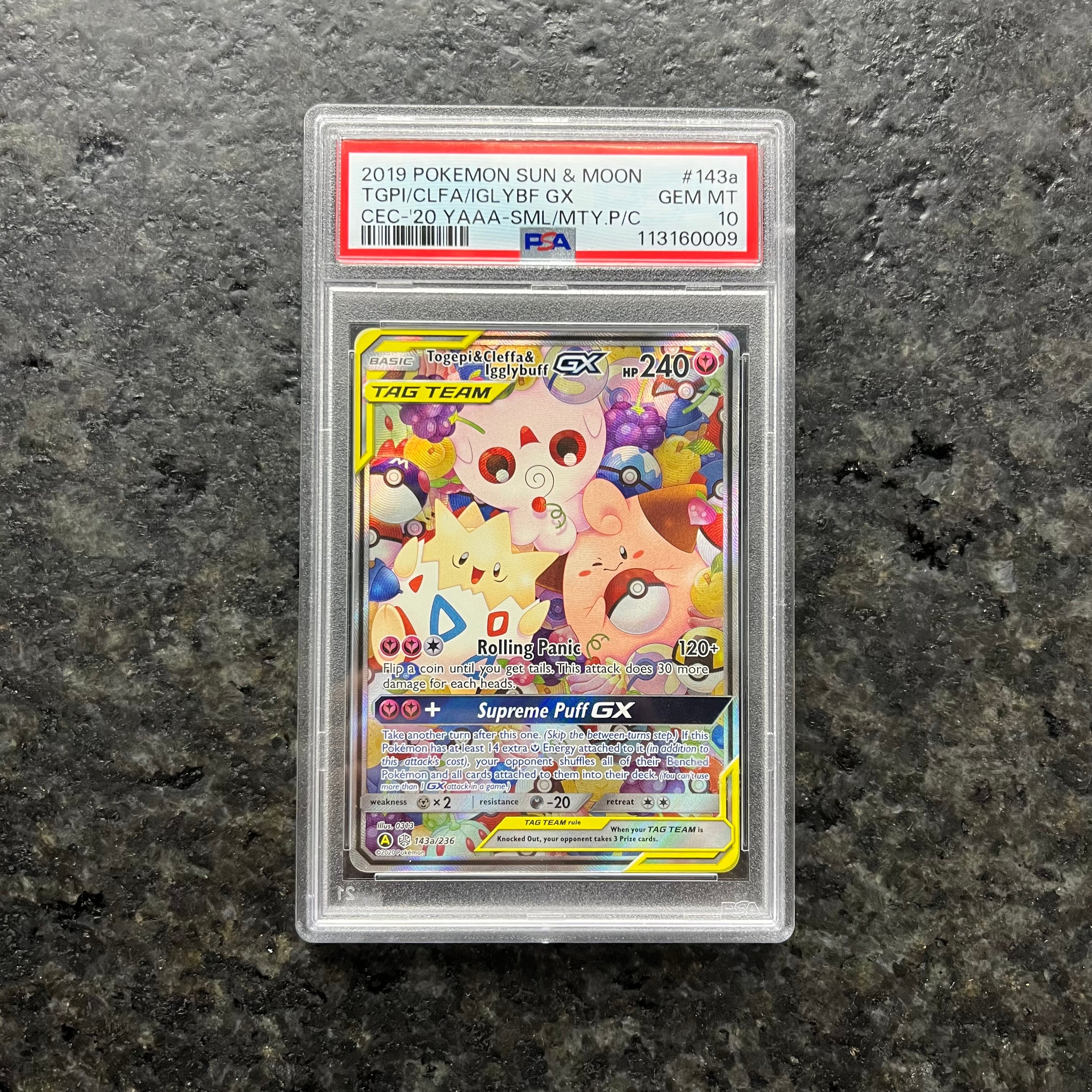 TOGEPI & CLEFFA & IGGLYBUFF GX TAG TEAM ALT ART 143a/236 PSA 10