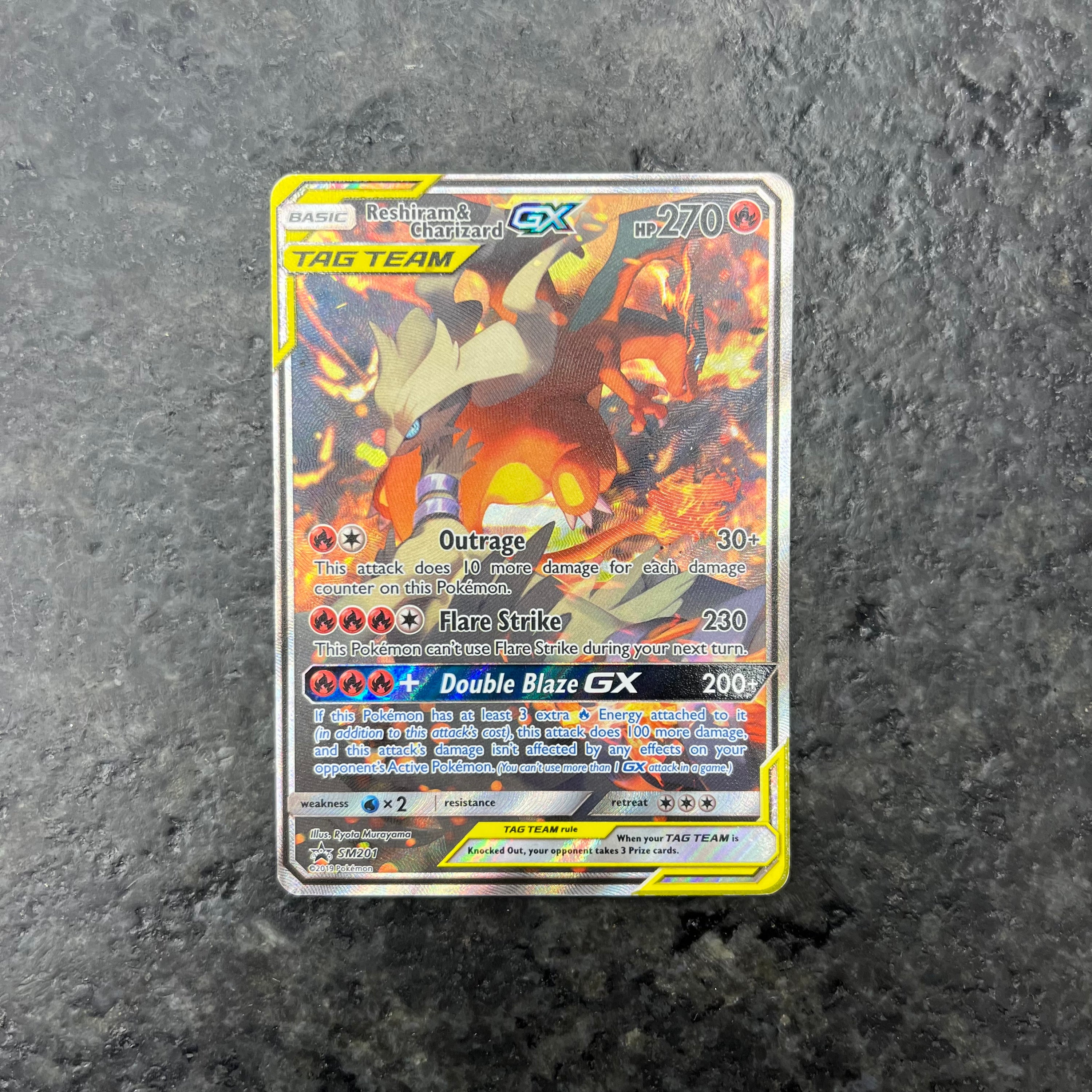 RESHIRAM & CHARIZARD GX TAG TEAM ALT ART SM201 PROMO (LP)