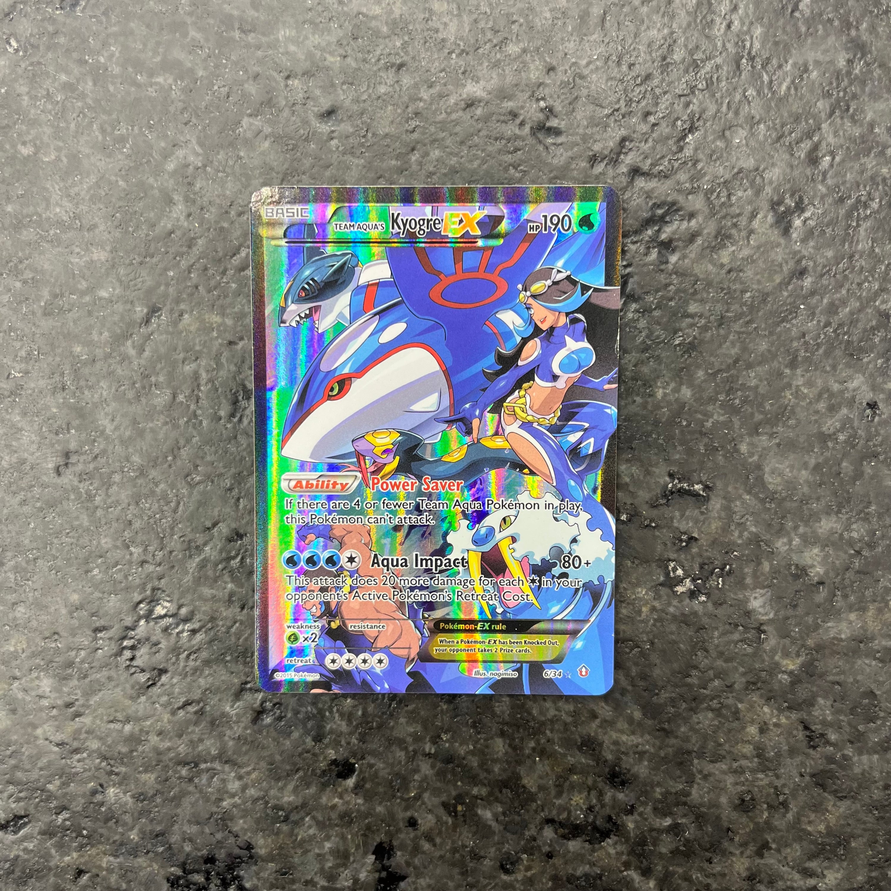 TEAM AQUA’S KYOGRE’S EX ALT ART 6/34 (LP/MP)