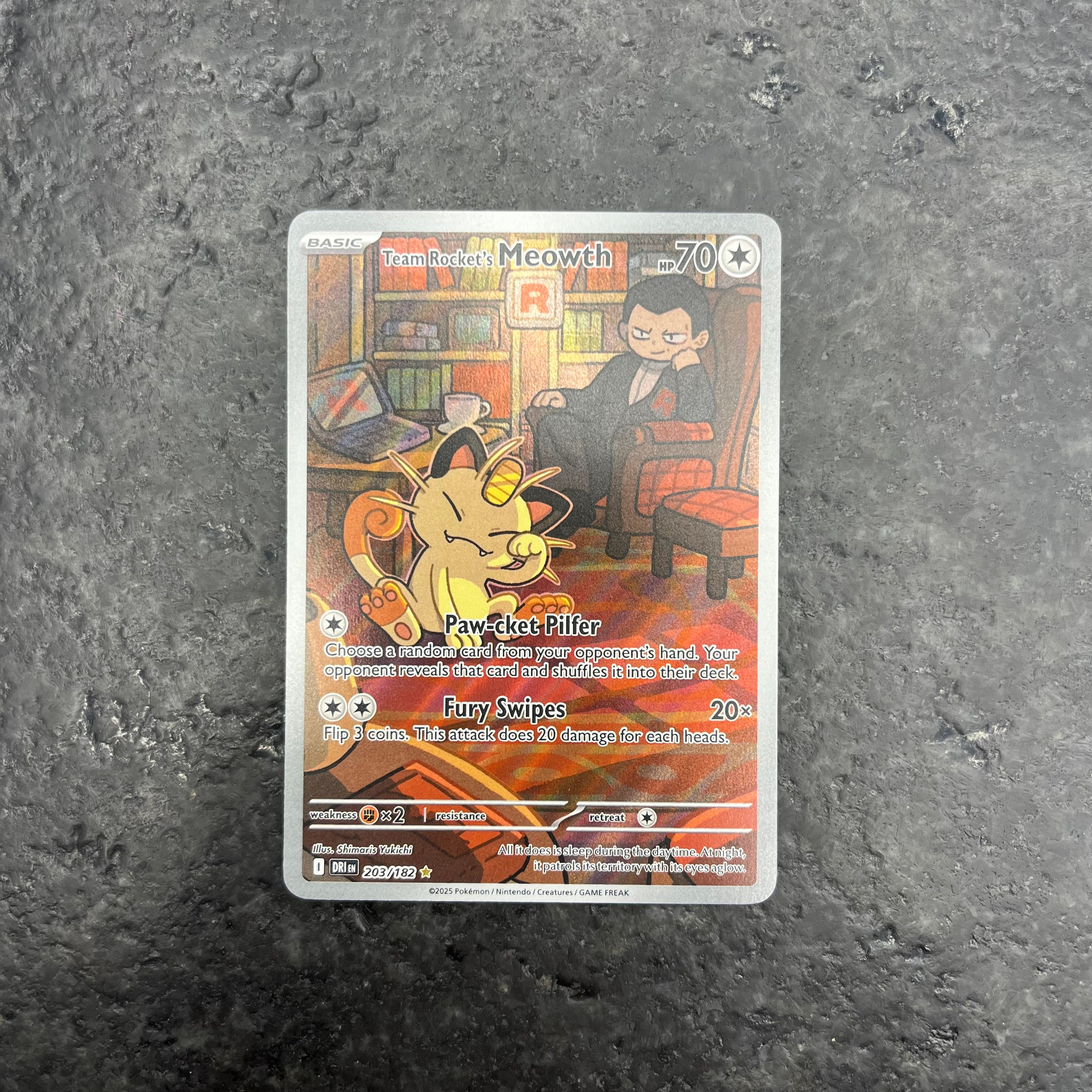 TEAM ROCKET’S MEOWTH ALT ART 203/182 (NM)