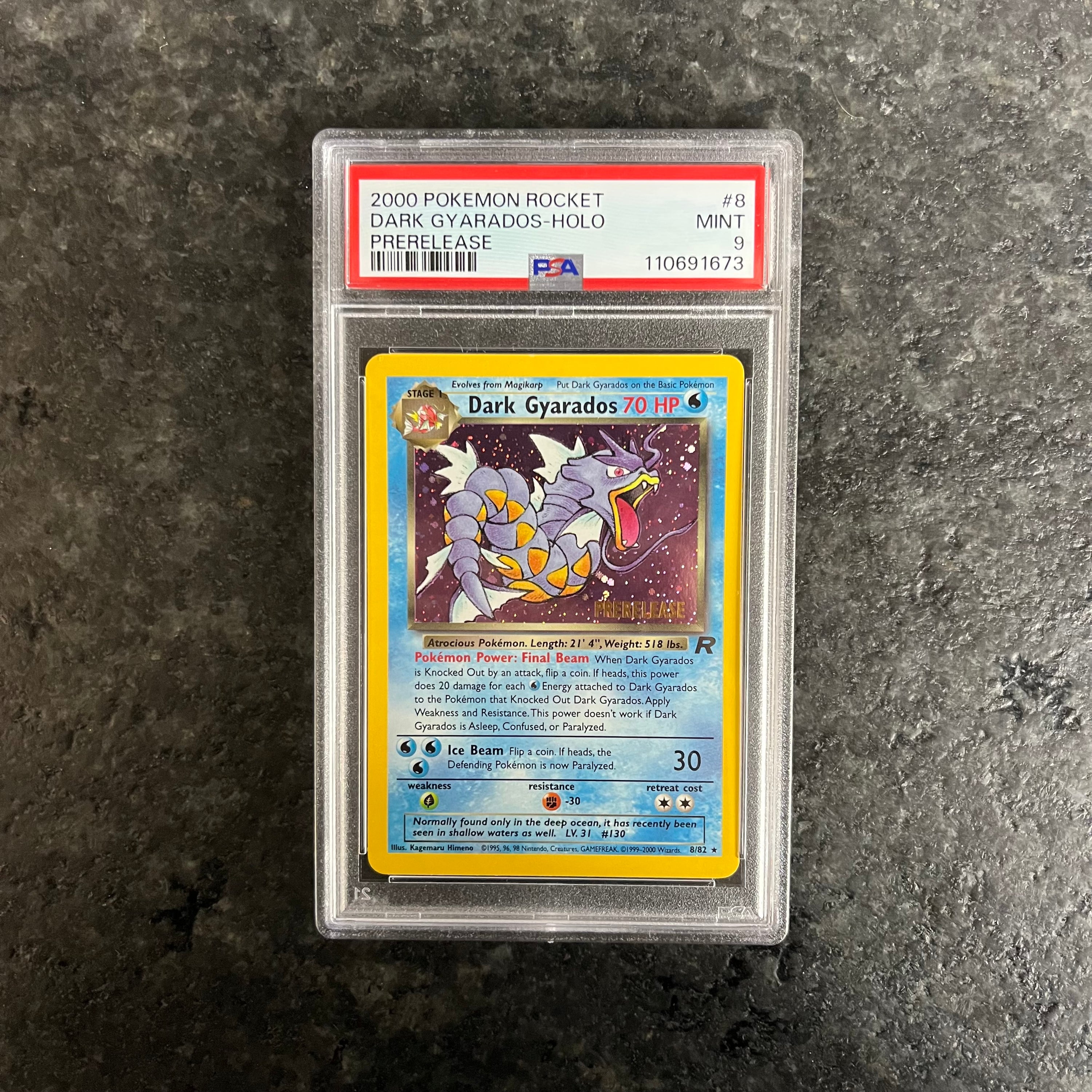 DARK GYARADOS ROCKET PRERELEASE HOLO 8/82 PSA 9