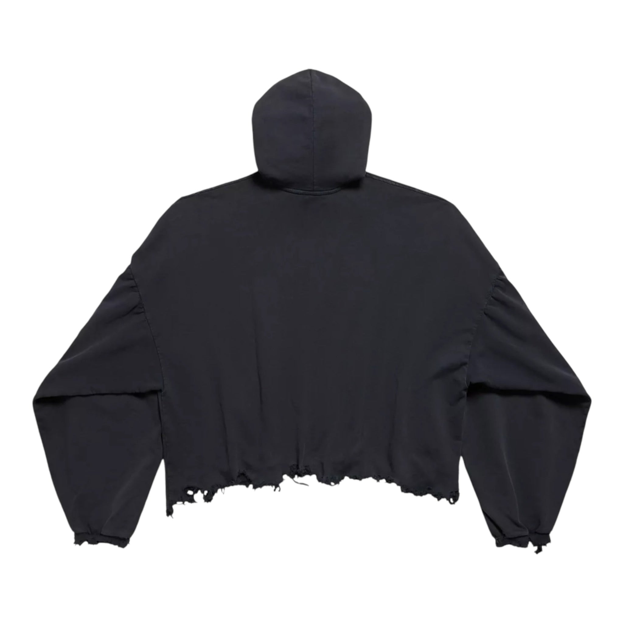 BALENCIAGA CROPPED UNITY LOGO HOODIE - BLACK