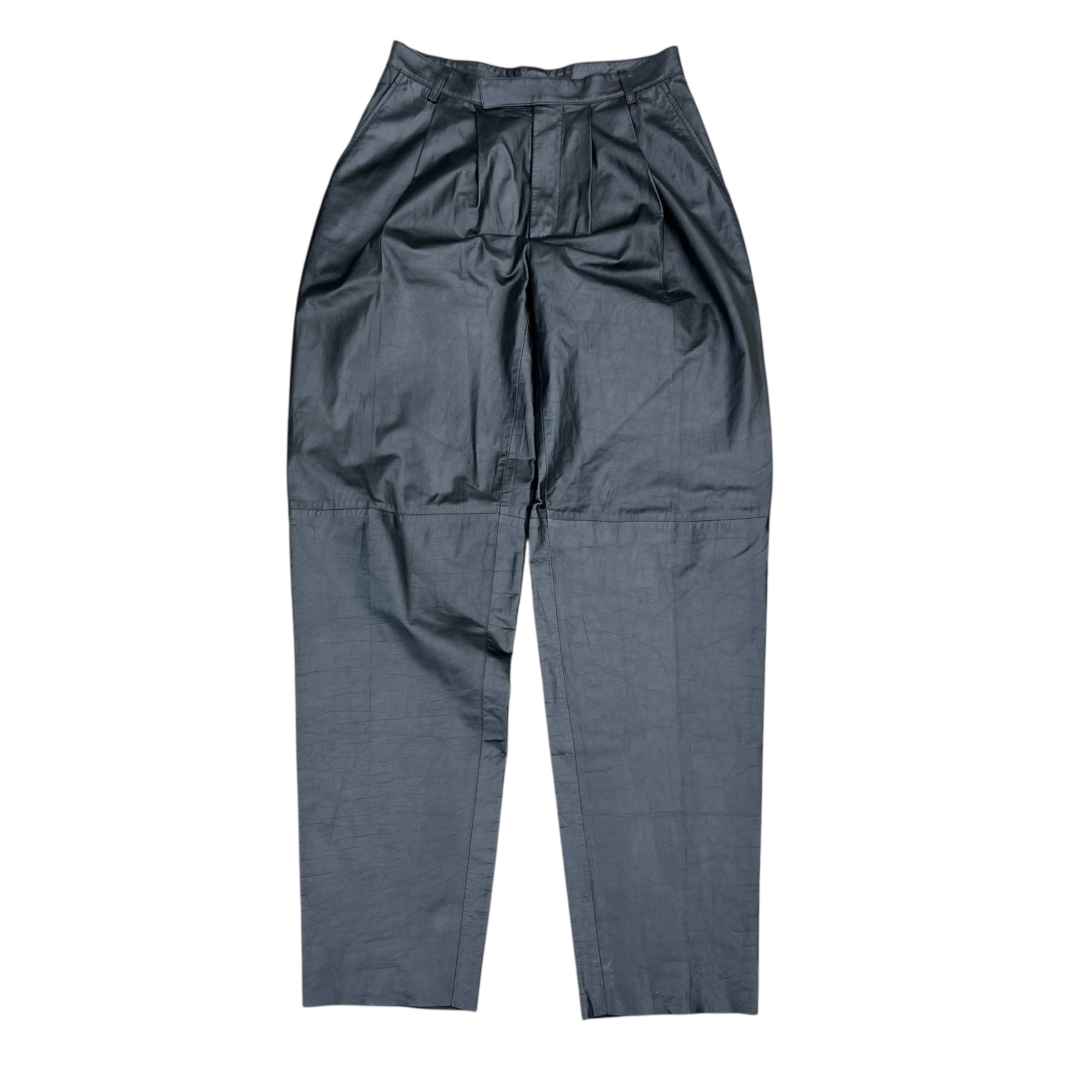 GUCCI 2022 RUNWAY CALF LEATHER DOUBLE PLEATED TROUSERS