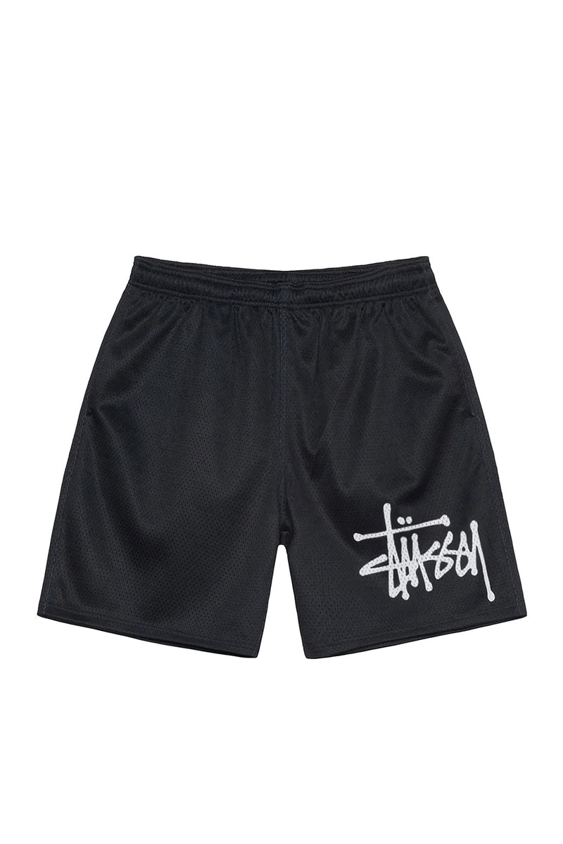 STUSSY LOGO MESH SHORTS - BLACK