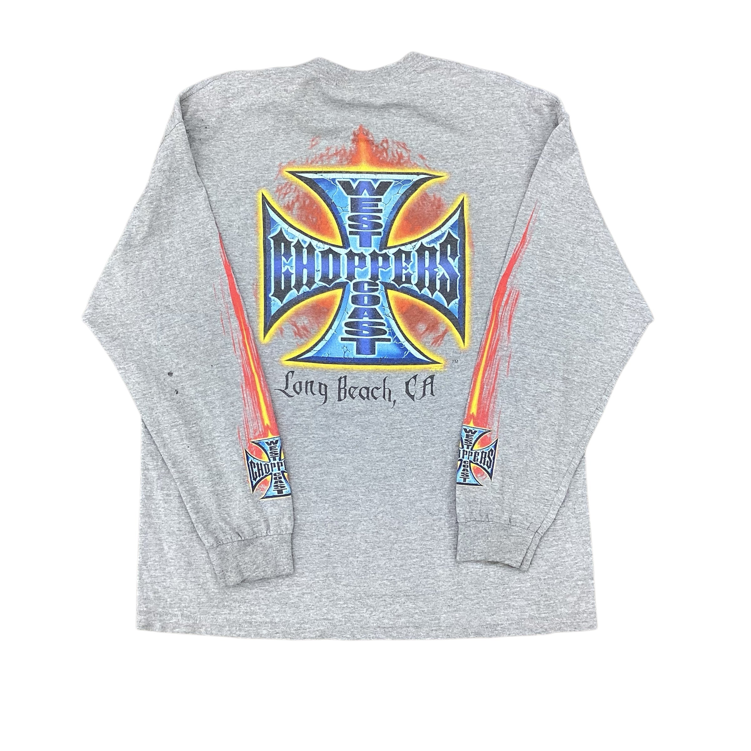 90S WEST COAST CHOPPERS FLAME LOGO LONGSLEEVE - GREY