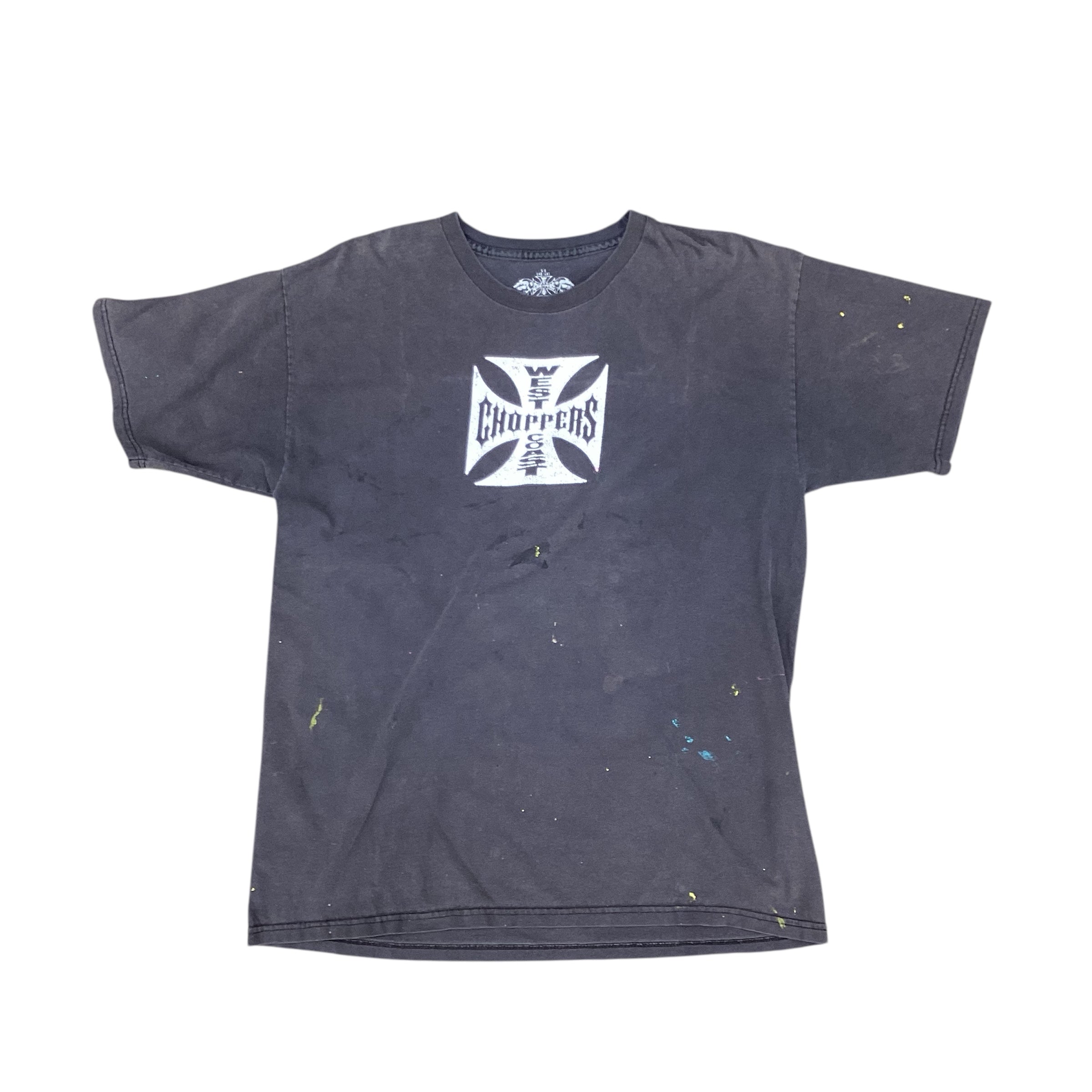 2000S WEST COAST CHOPPERS DISTRESSED LOGO TEE - BLACK