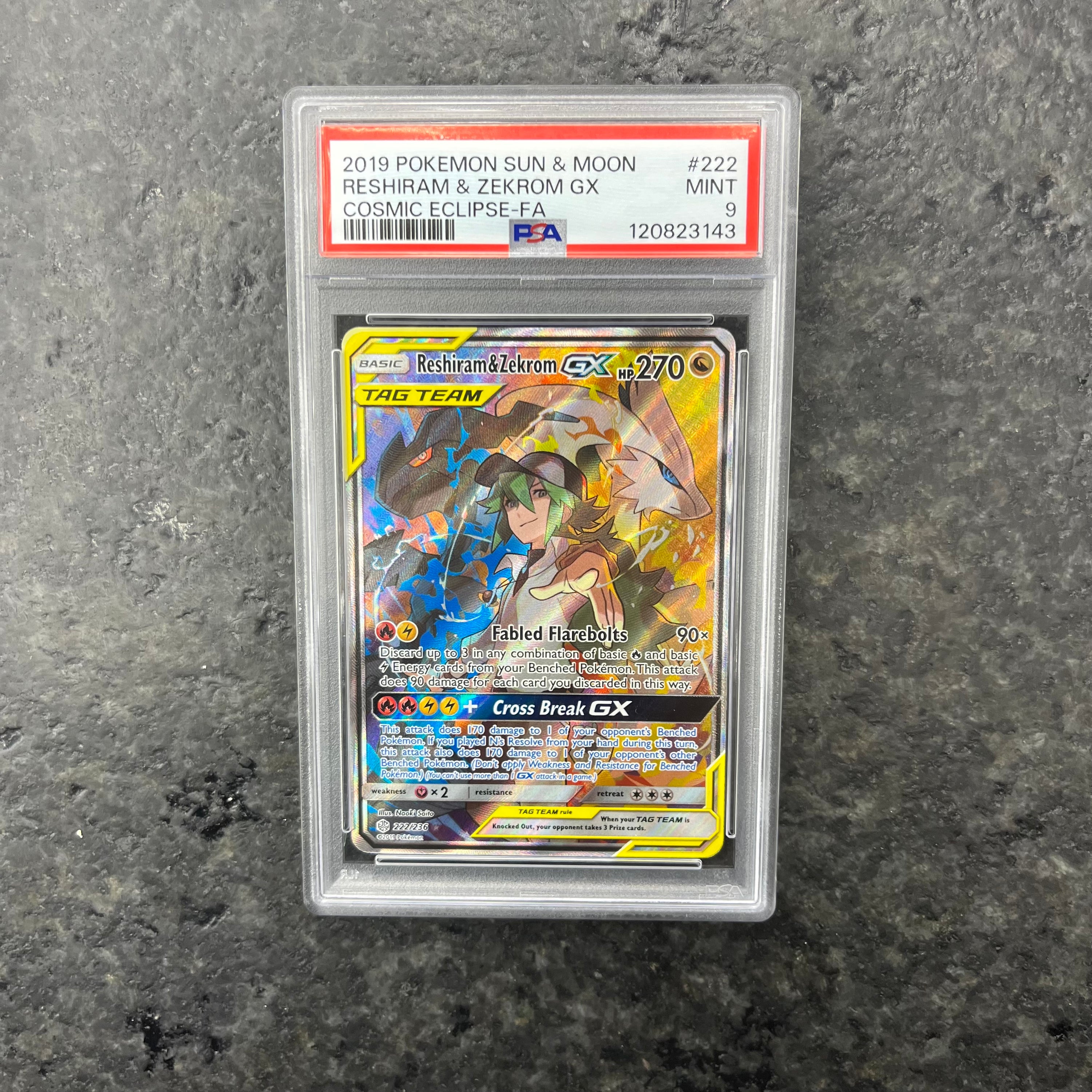 RESHIRAM & ZEKROM GX TAG TEAM ALT ART 227/236 PSA 9
