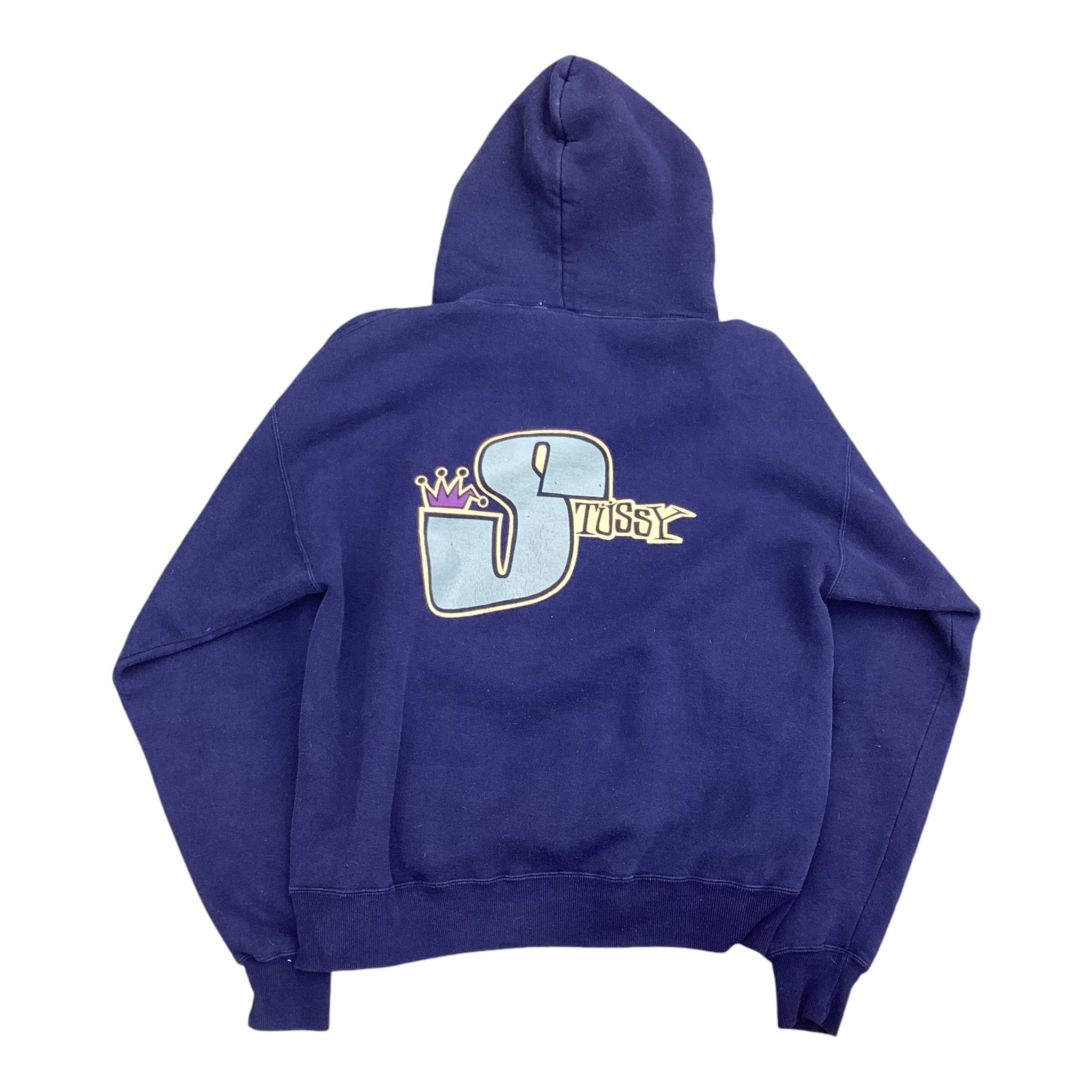 90S STUSSY LOGO HOODIE - NAVY