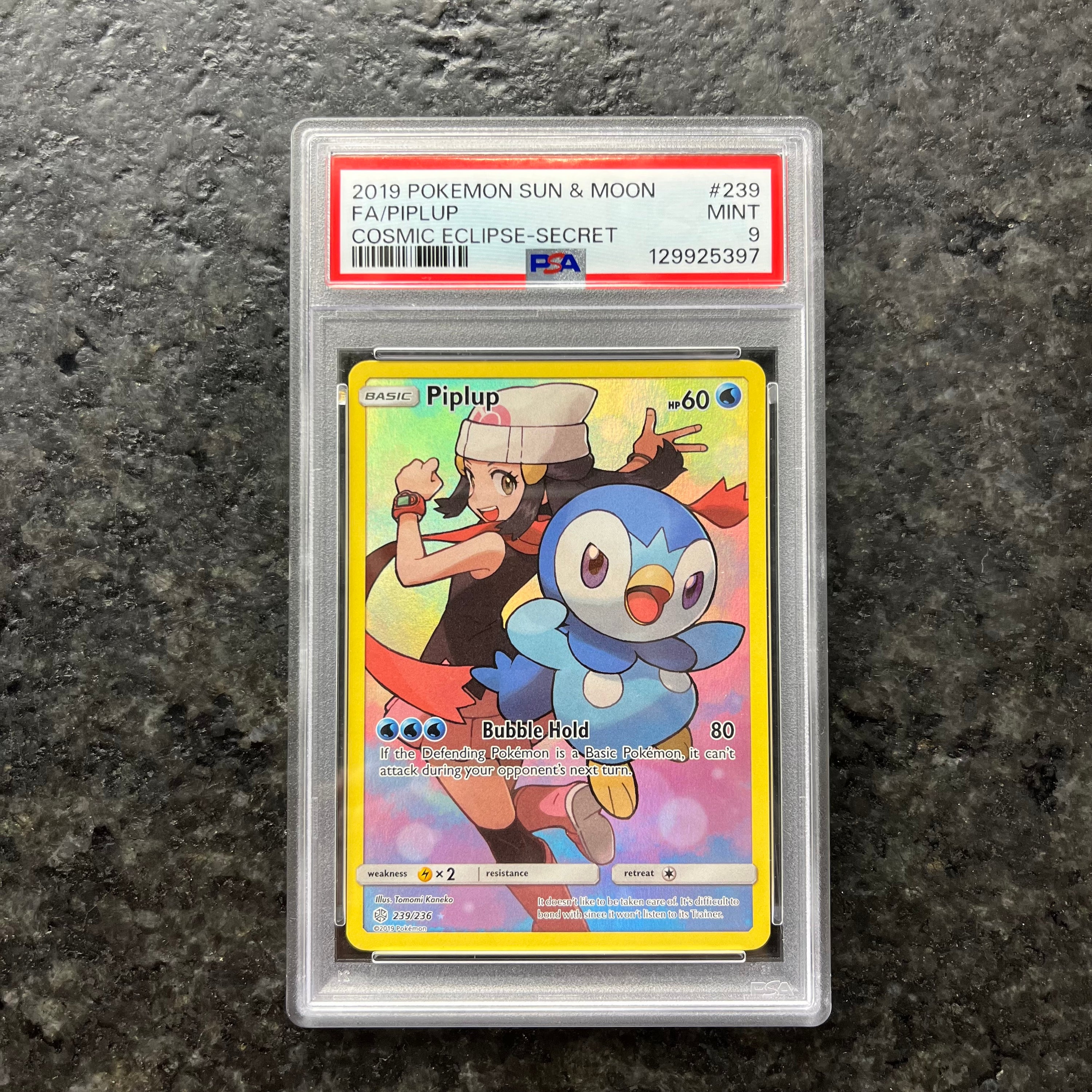 PIPLUP COSMIC ECLIPSE SECRET RARE 239/236 PSA 9