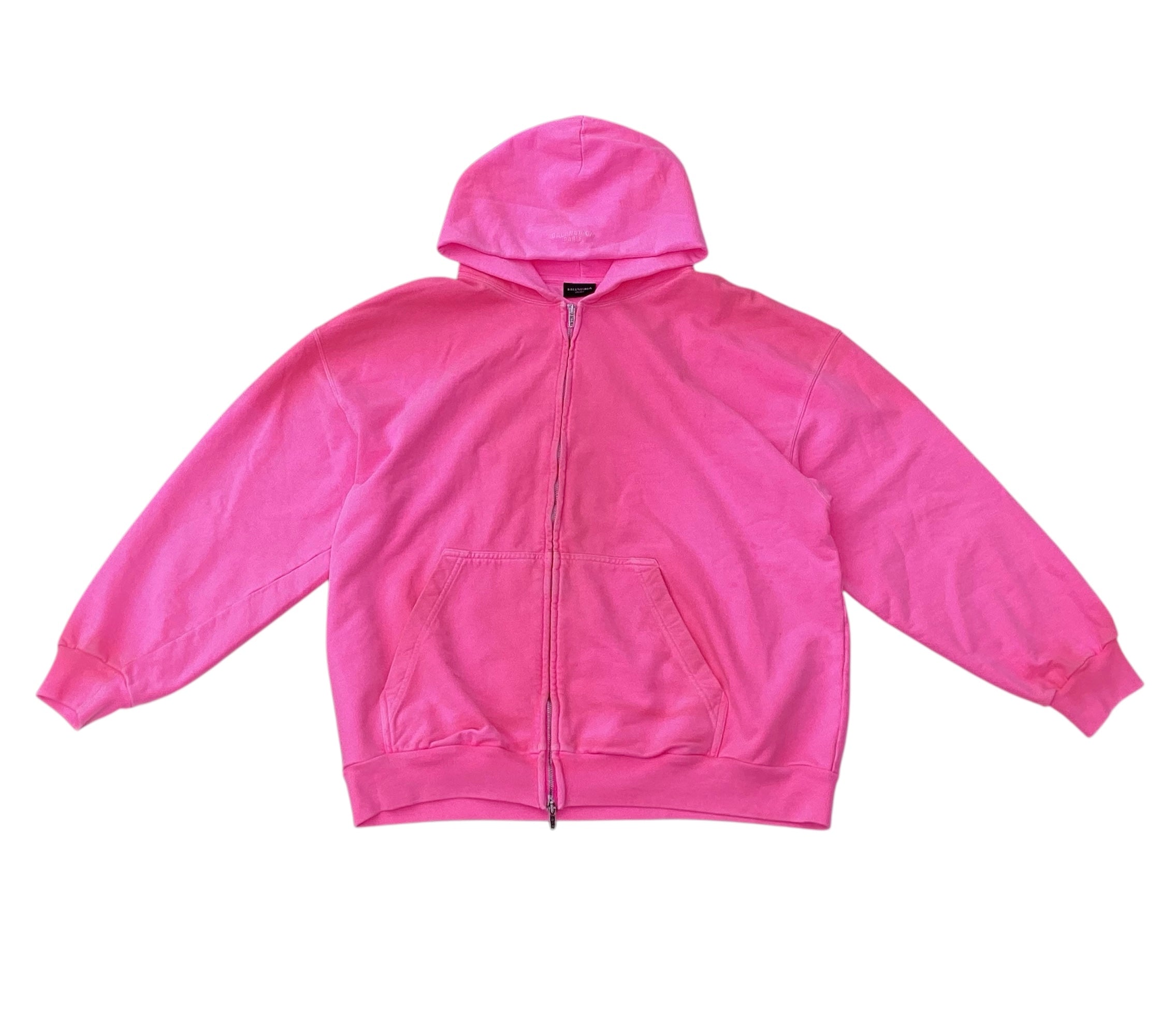 BALENCIAGA PINK MUD ZIP UP HOODIE