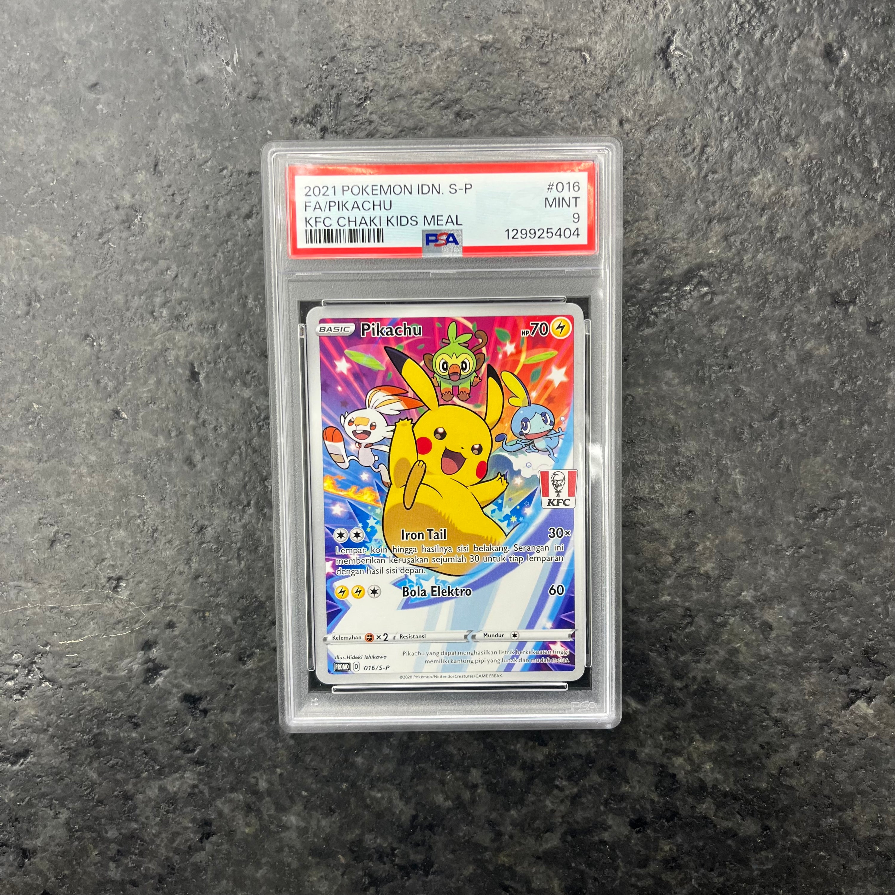 PIKACHU KFC KIDS MEAL INDONESIAN PROMO 016/S-P PSA 9