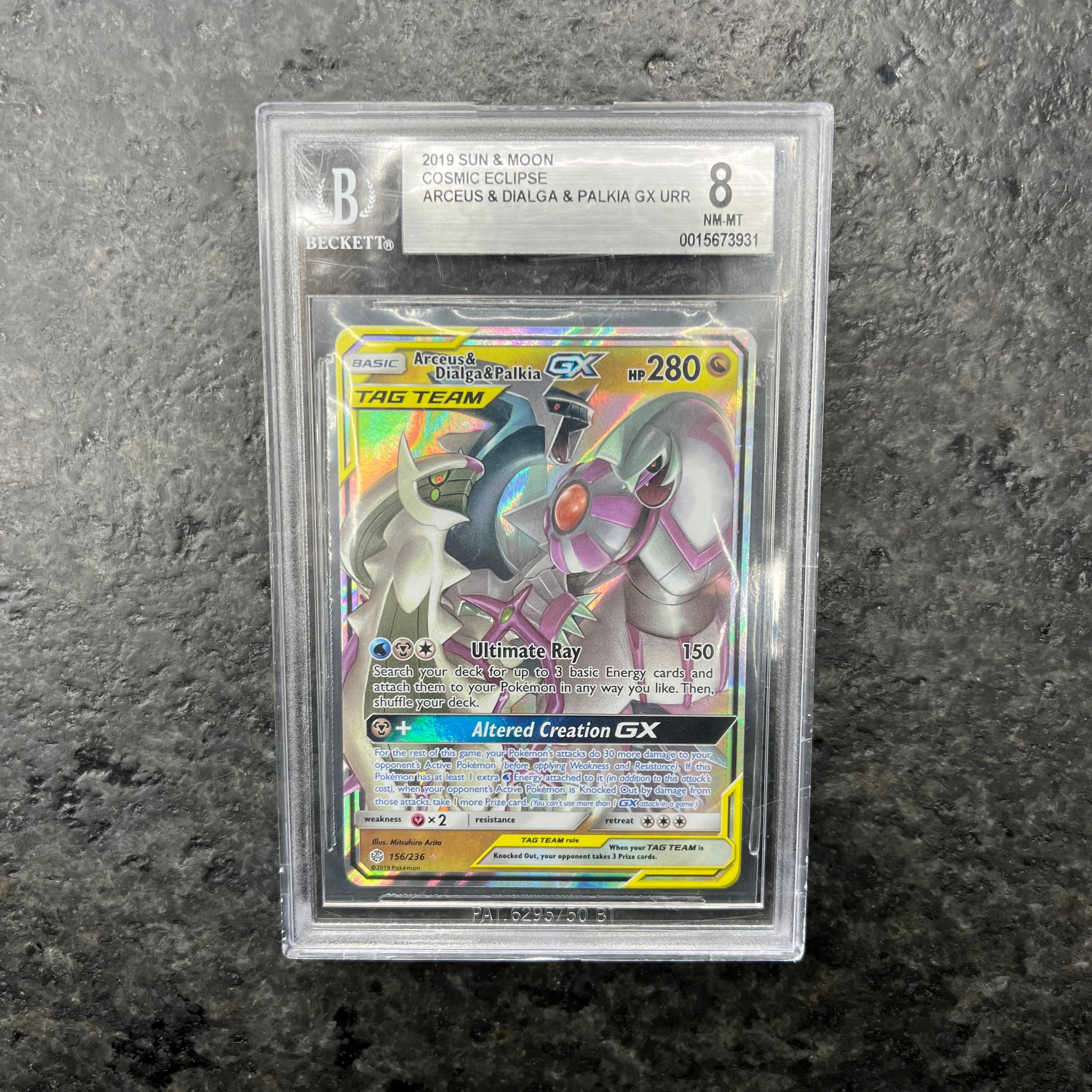 ARCEUS & DIALGA & PALKIA GX TAG TEAM 156/236 BECKETT 8