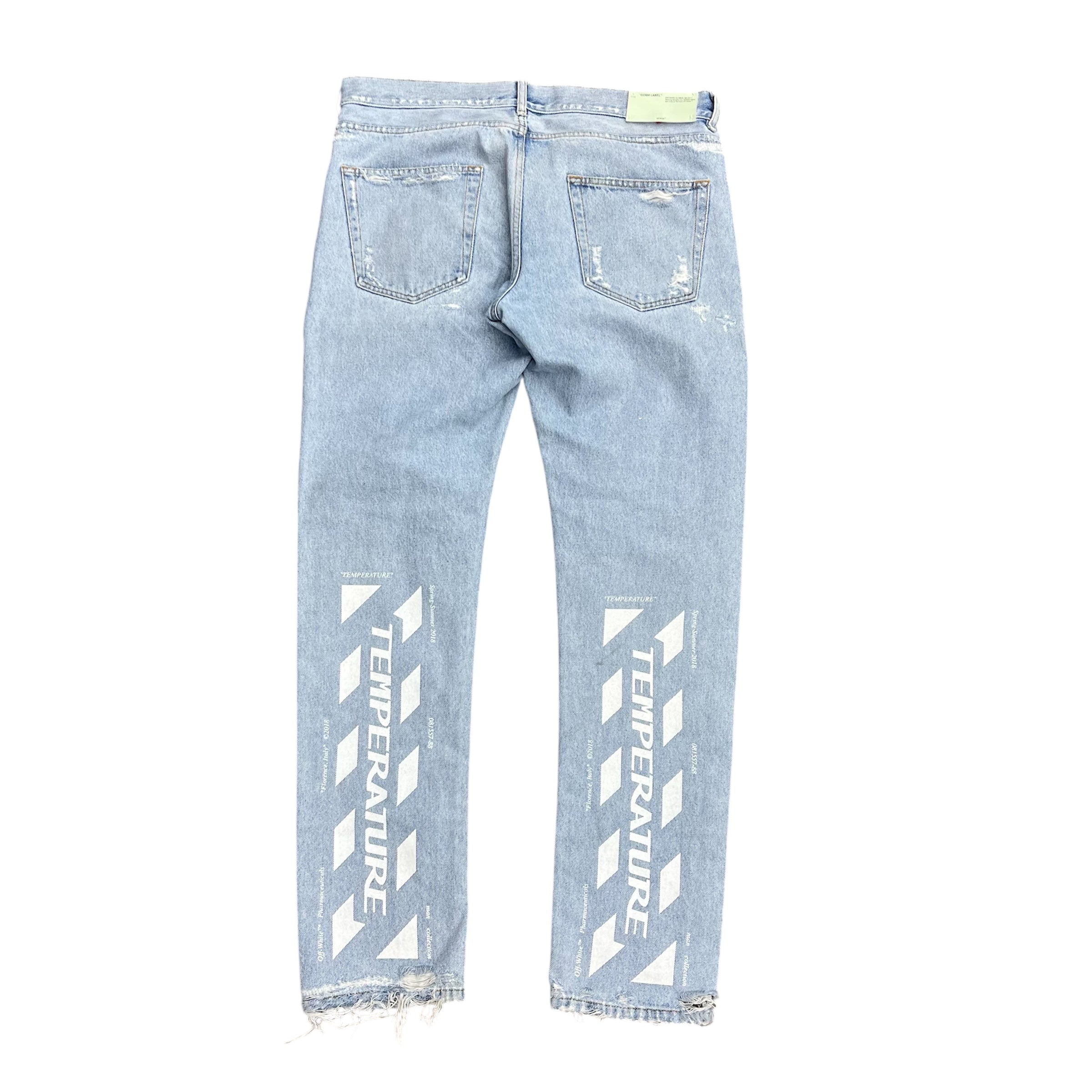 OFF WHITE “TEMPERATURE” LOGO DENIM