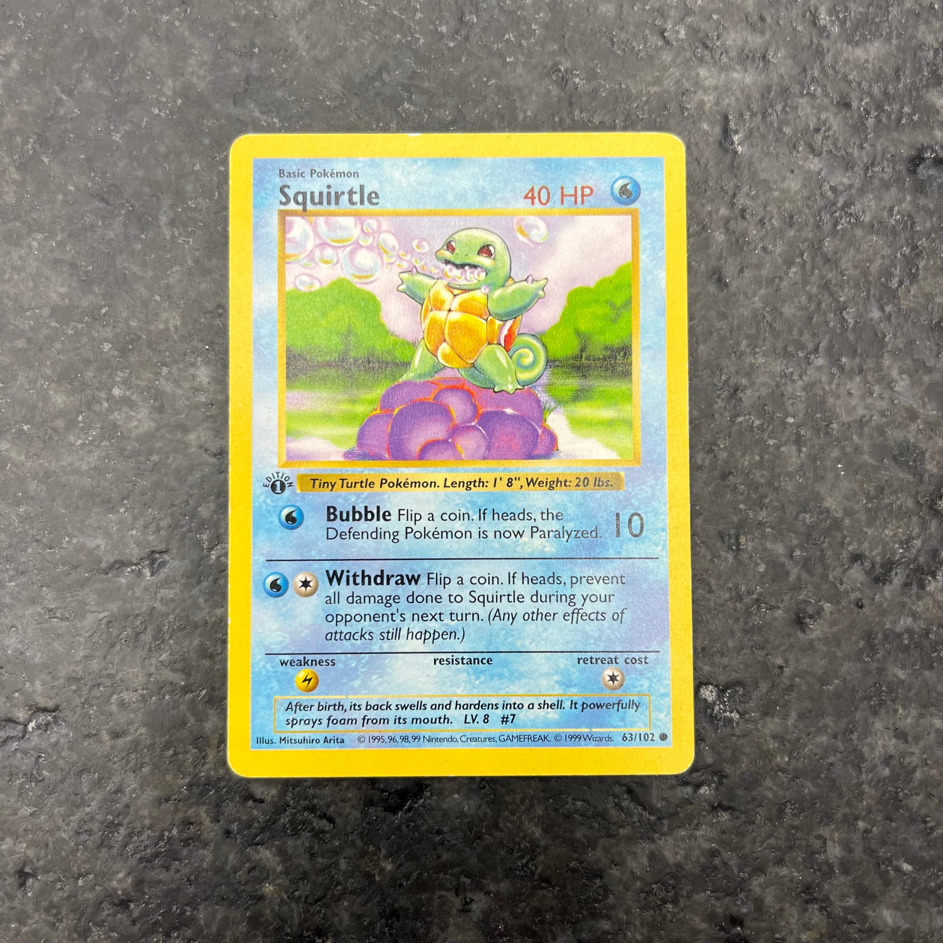 SQUIRTLE SHADOWLESS BASE SET 1ST EDITION 63/102 (LP)