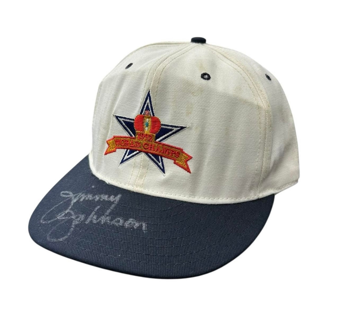 1992 DALLAS COWBOYS WORLD CHAMPS AUTOGRAPHED HAT (LR)