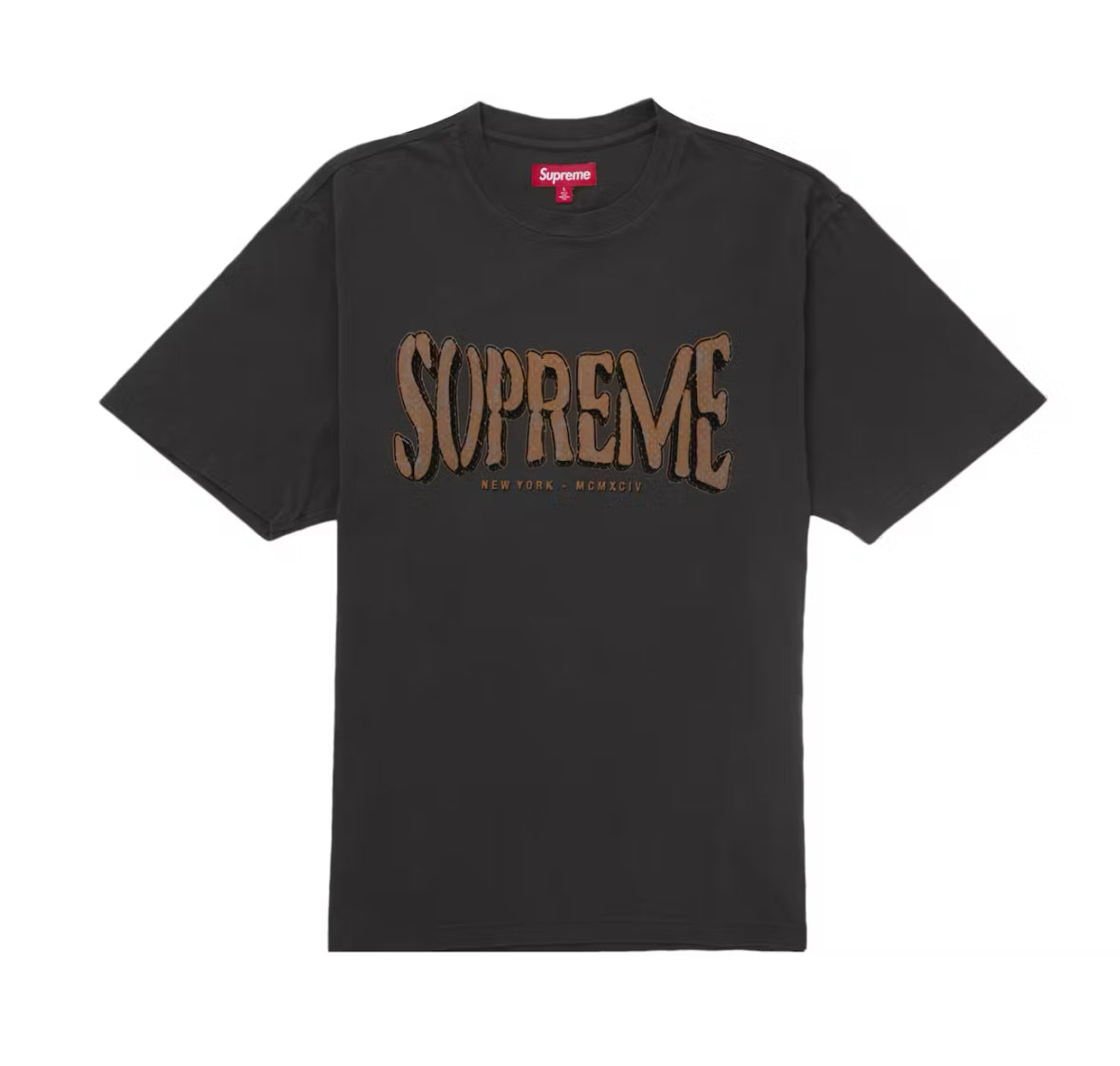 SUPREME FLOCKED LOGO TEE - GREY