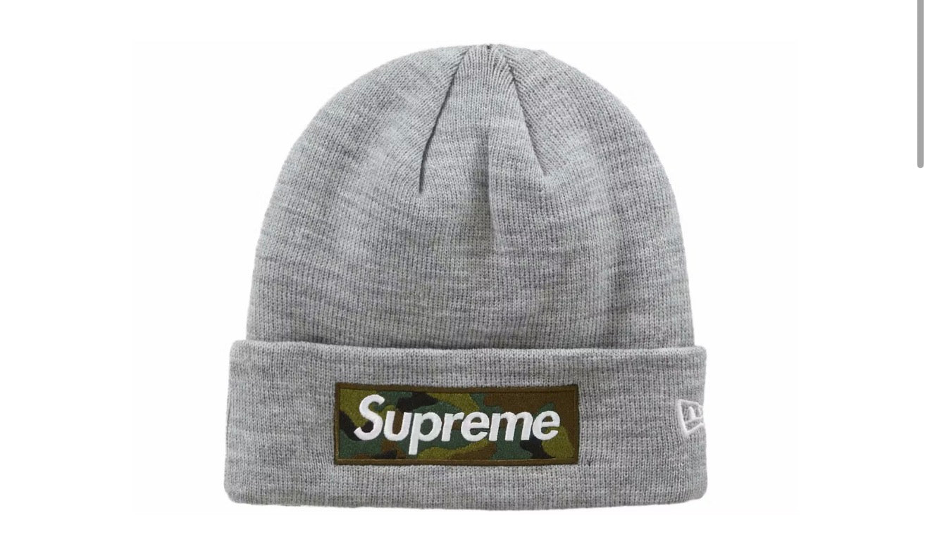 Supreme New Era Box Logo Beanie (FW23) “Heather Grey”